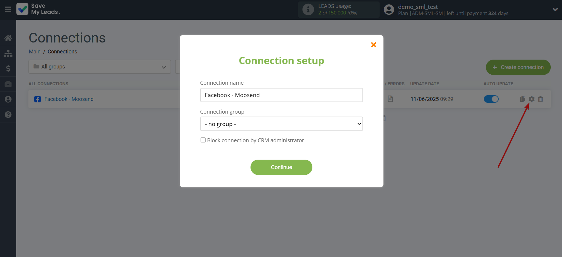 How to Connect Facebook with Moosend | Name and group connection