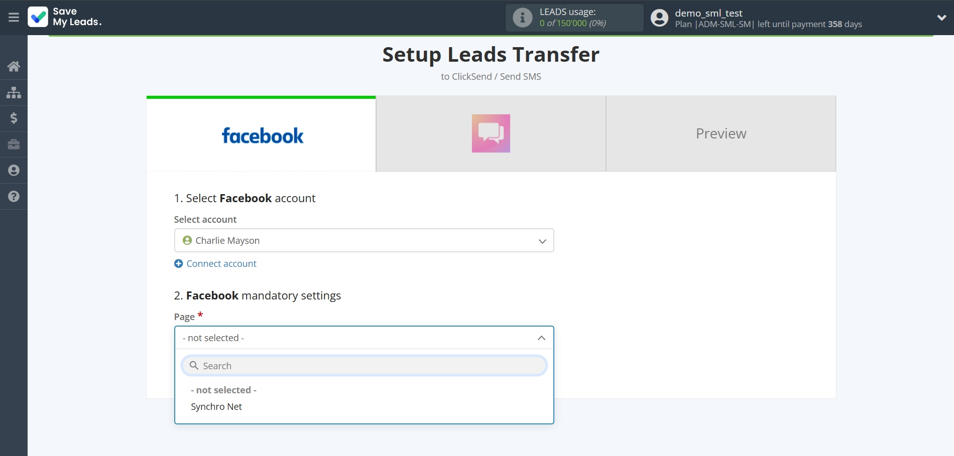 How to Connect Facebook with ClickSend Send SMS | Data Source account connection How to Connect Facebook with ClickSend Send SMS | Data Source account connection