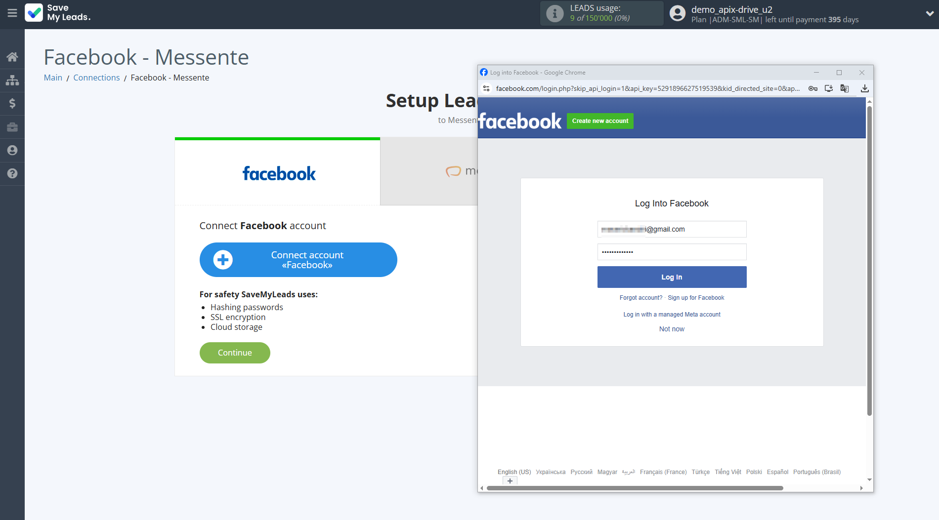 How to Connect Facebook with Messente | Data Source account connection