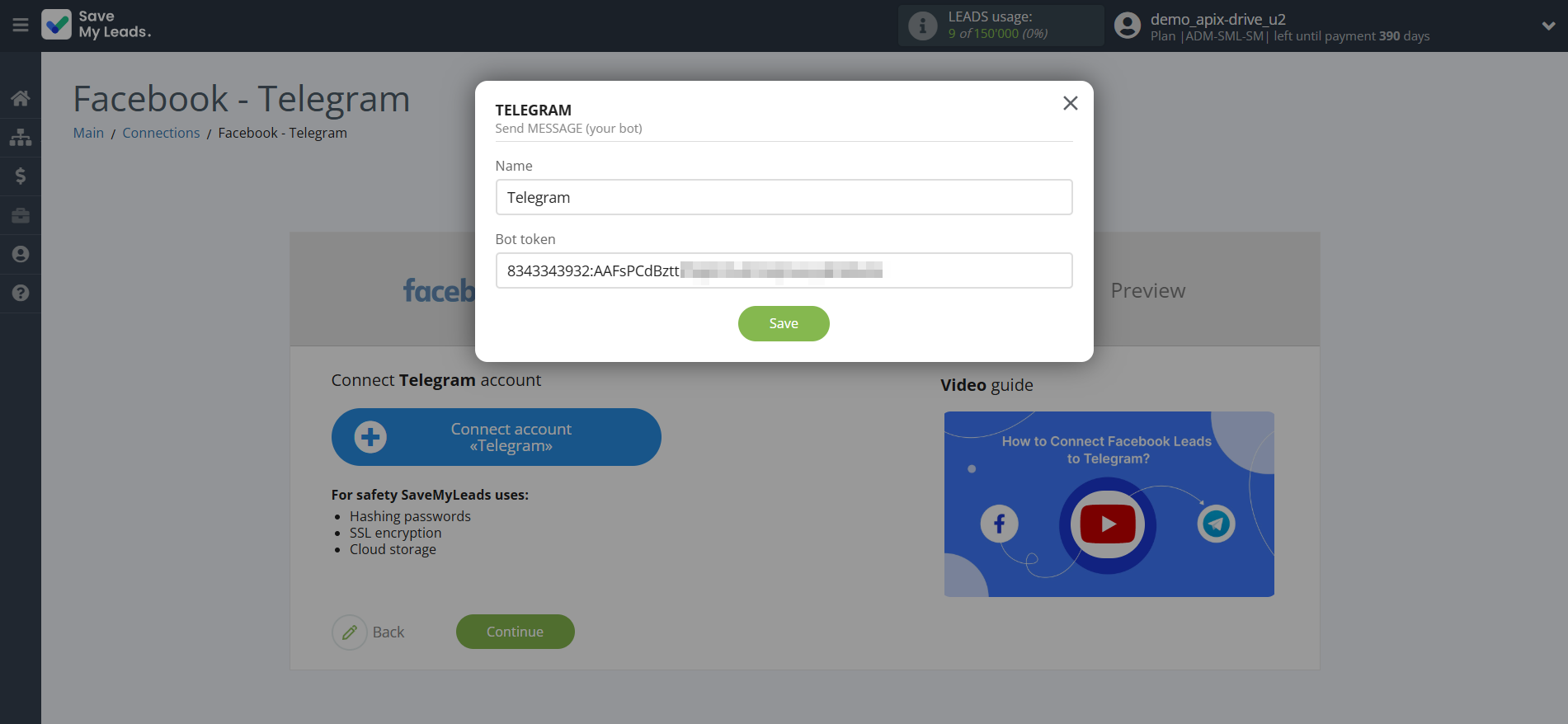 How to Connect Facebook with Telegram (your bot) | Data Destination account connection