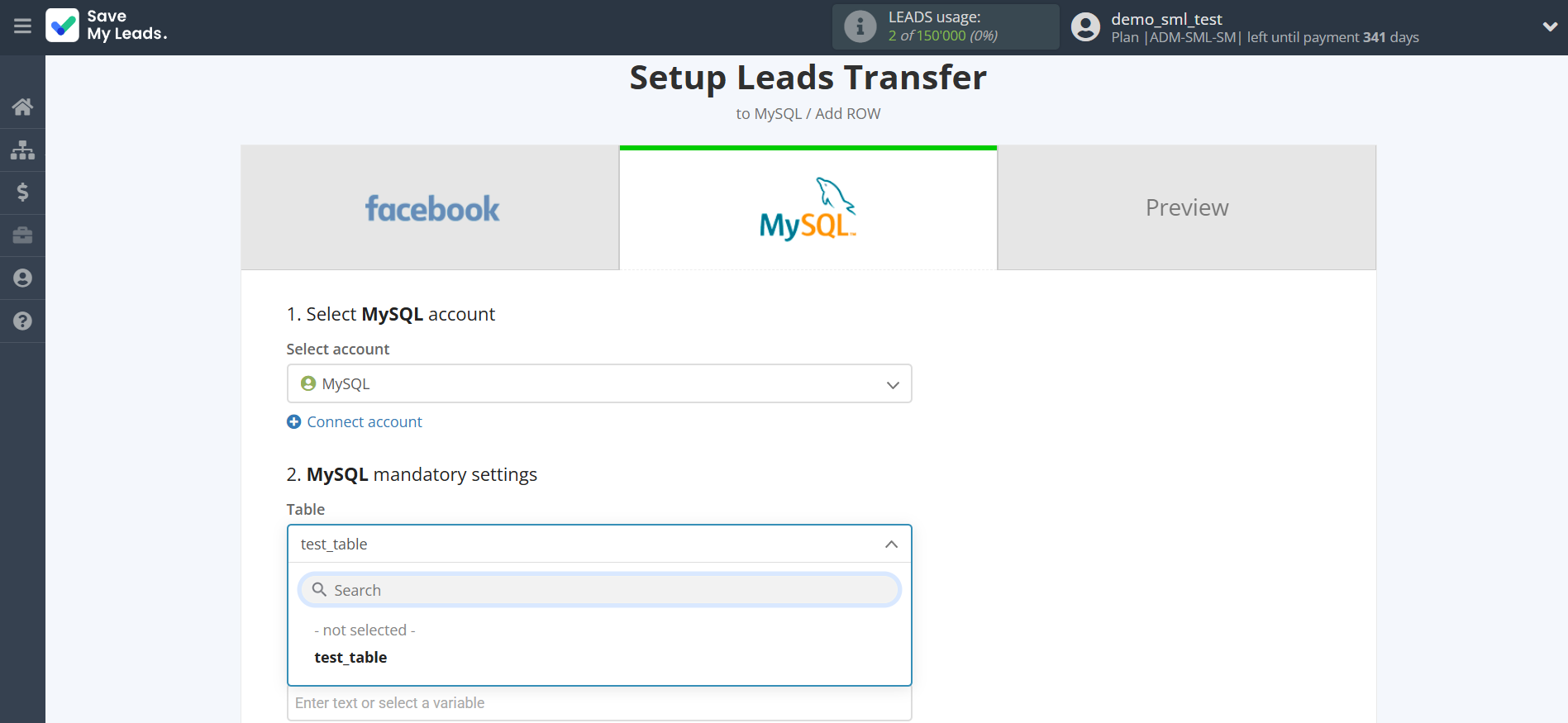 How to Connect Facebook with MySQL | Table selection