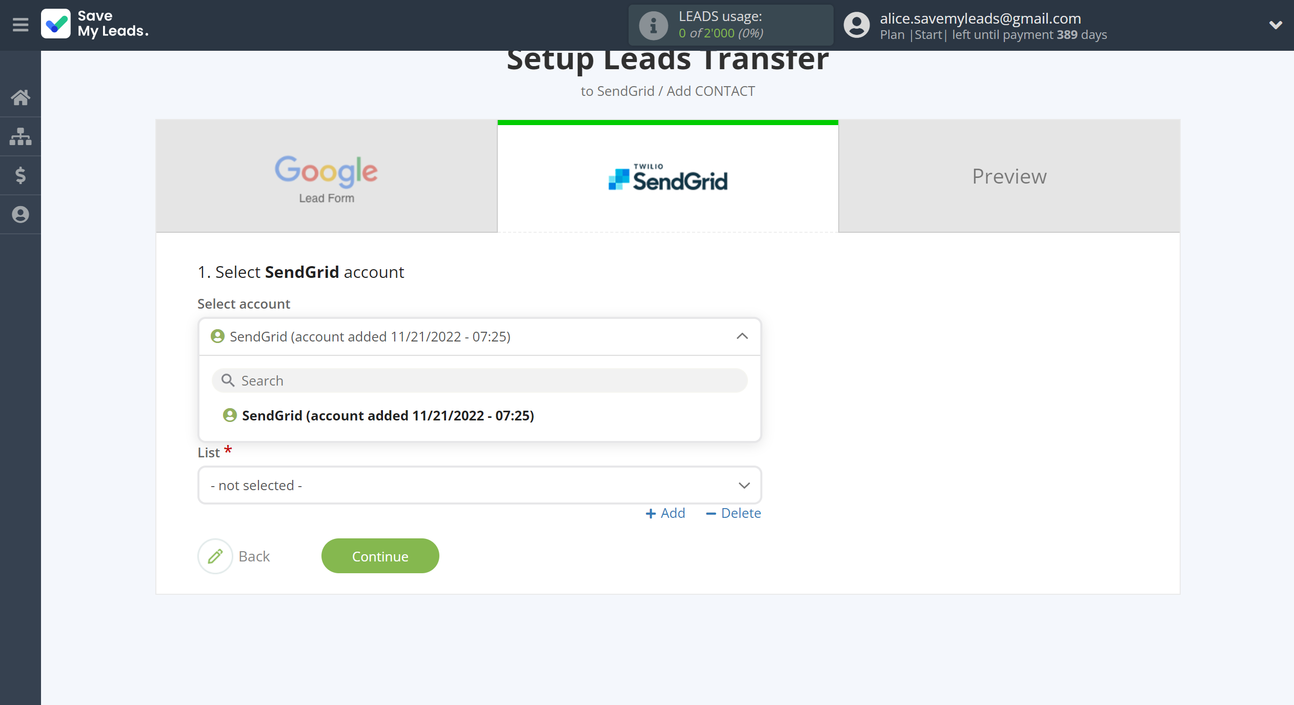 How to Connect Google Lead Form with SendGrid | Data Destination account selection How to Connect Google Lead Form with SendGrid | Data Destination account selection