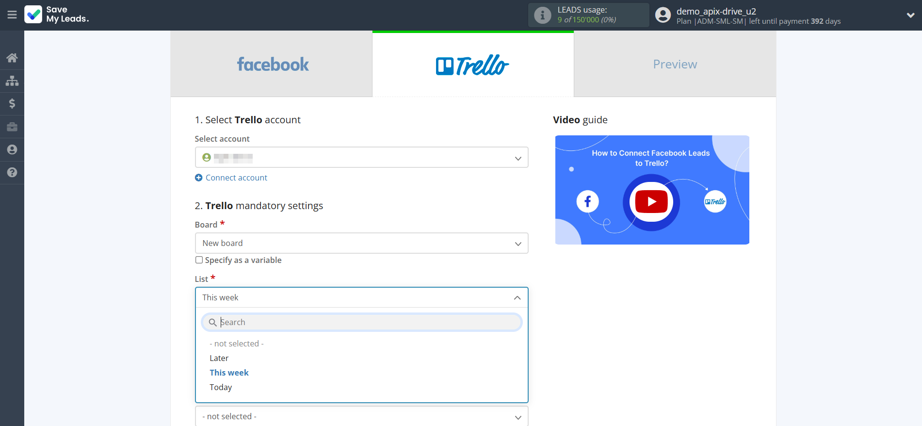 How to Connect Facebook with Trello | Assigning fields