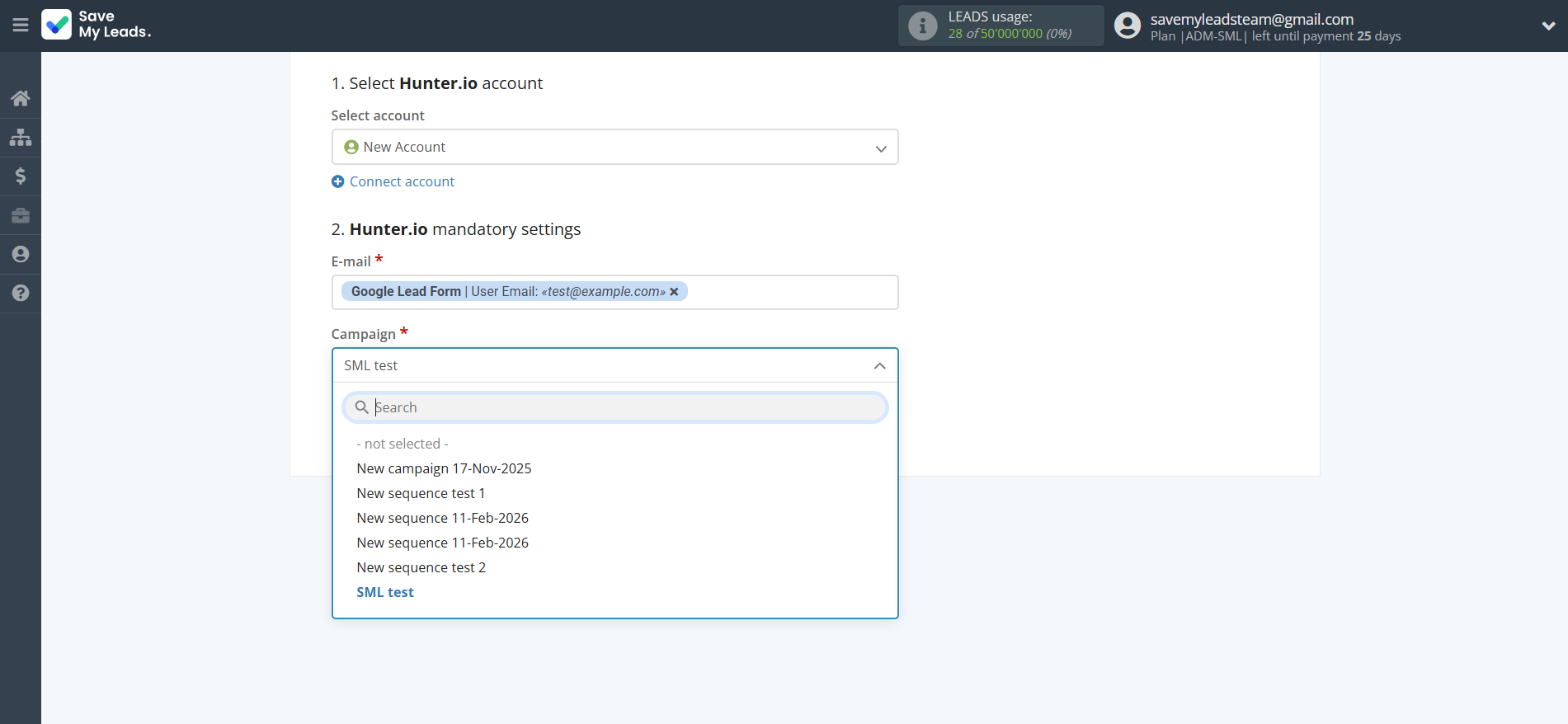 How to Connect Google Lead Form with Hunter.io | Assigning fields