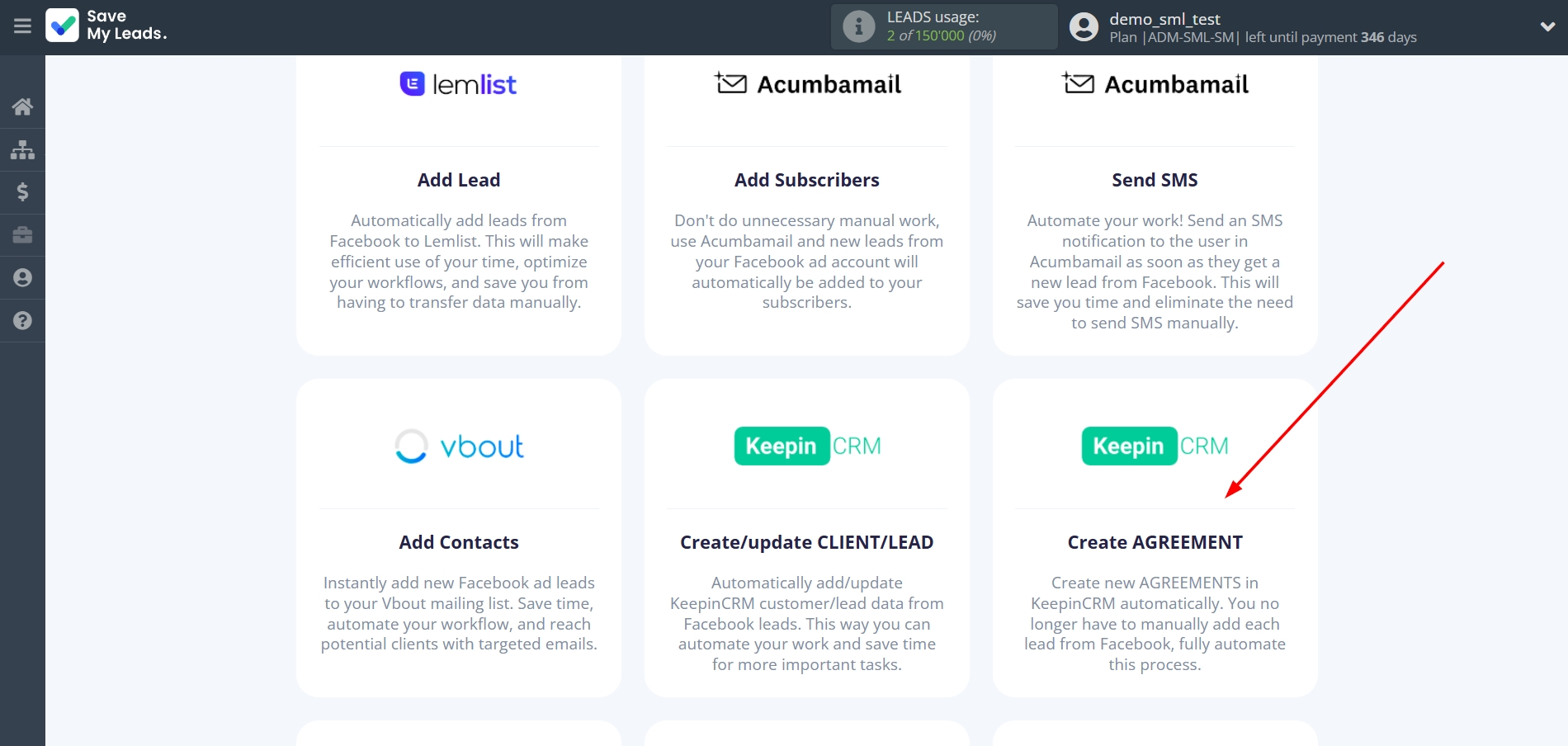 How to Connect Facebook with KeepinCRM Create Agreement | Data Destination system selection How to Connect Facebook with KeepinCRM Create Agreement | Data Destination system selection