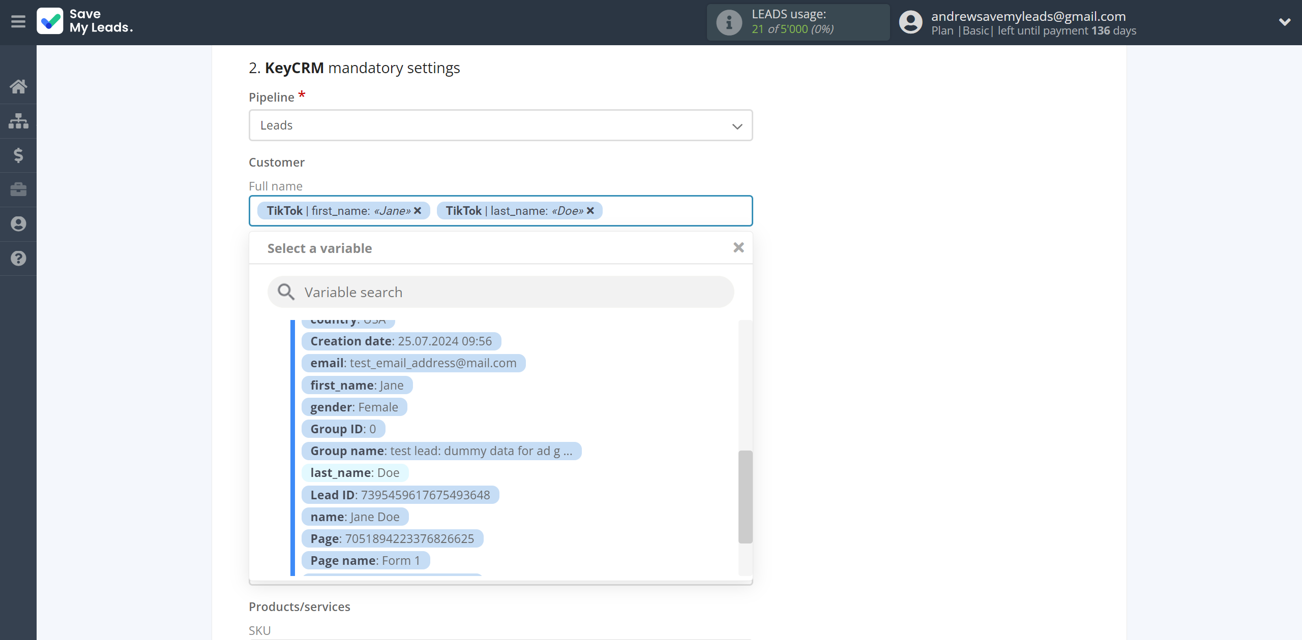 How to Connect TikTok with KeyCRM Create Lead | Assigning fields How to Connect TikTok with KeyCRM Create Lead | Assigning fields