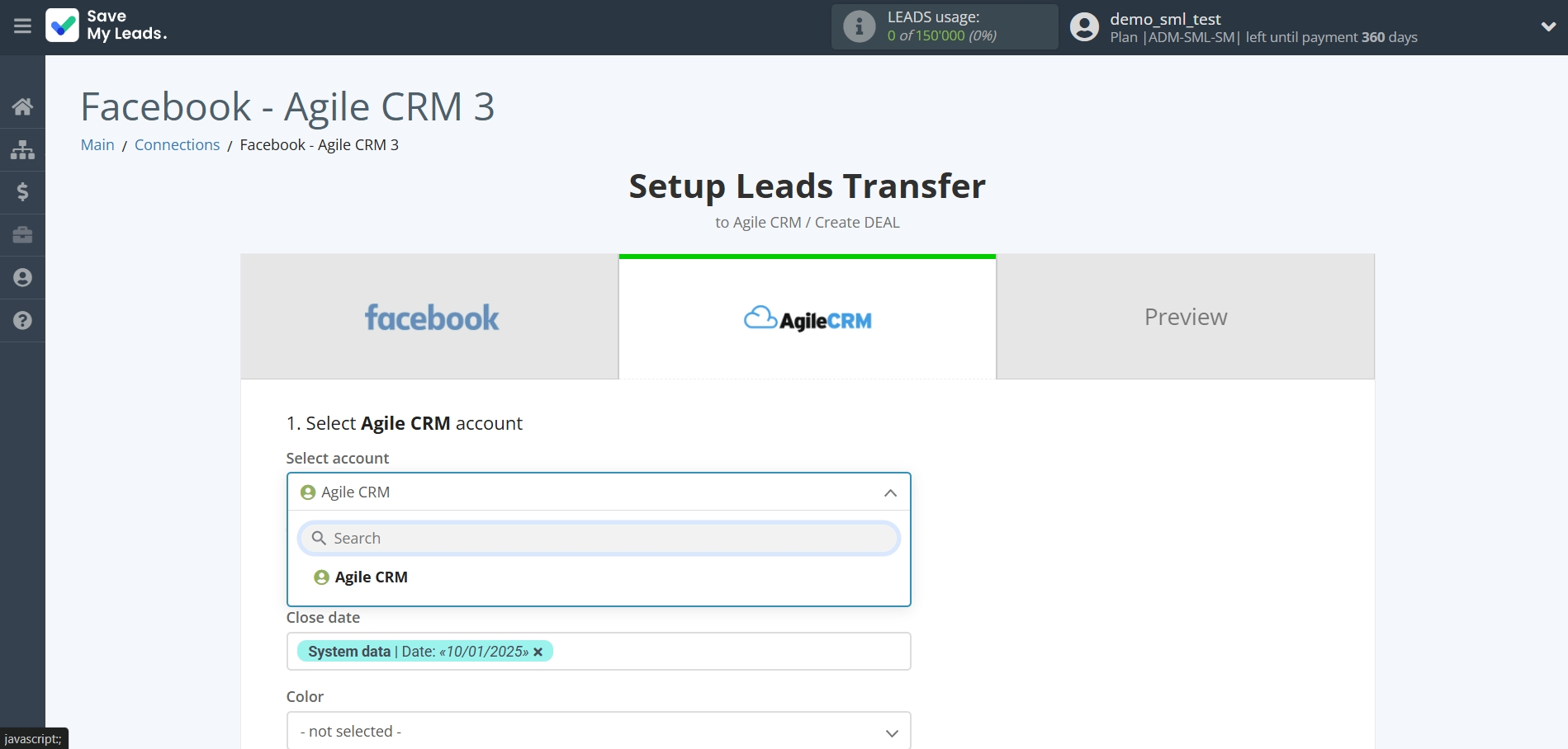 How to Connect Facebook with AgileCRM Create Deal| Data Destination account selection How to Connect Facebook with AgileCRM Create Deal| Data Destination account selection