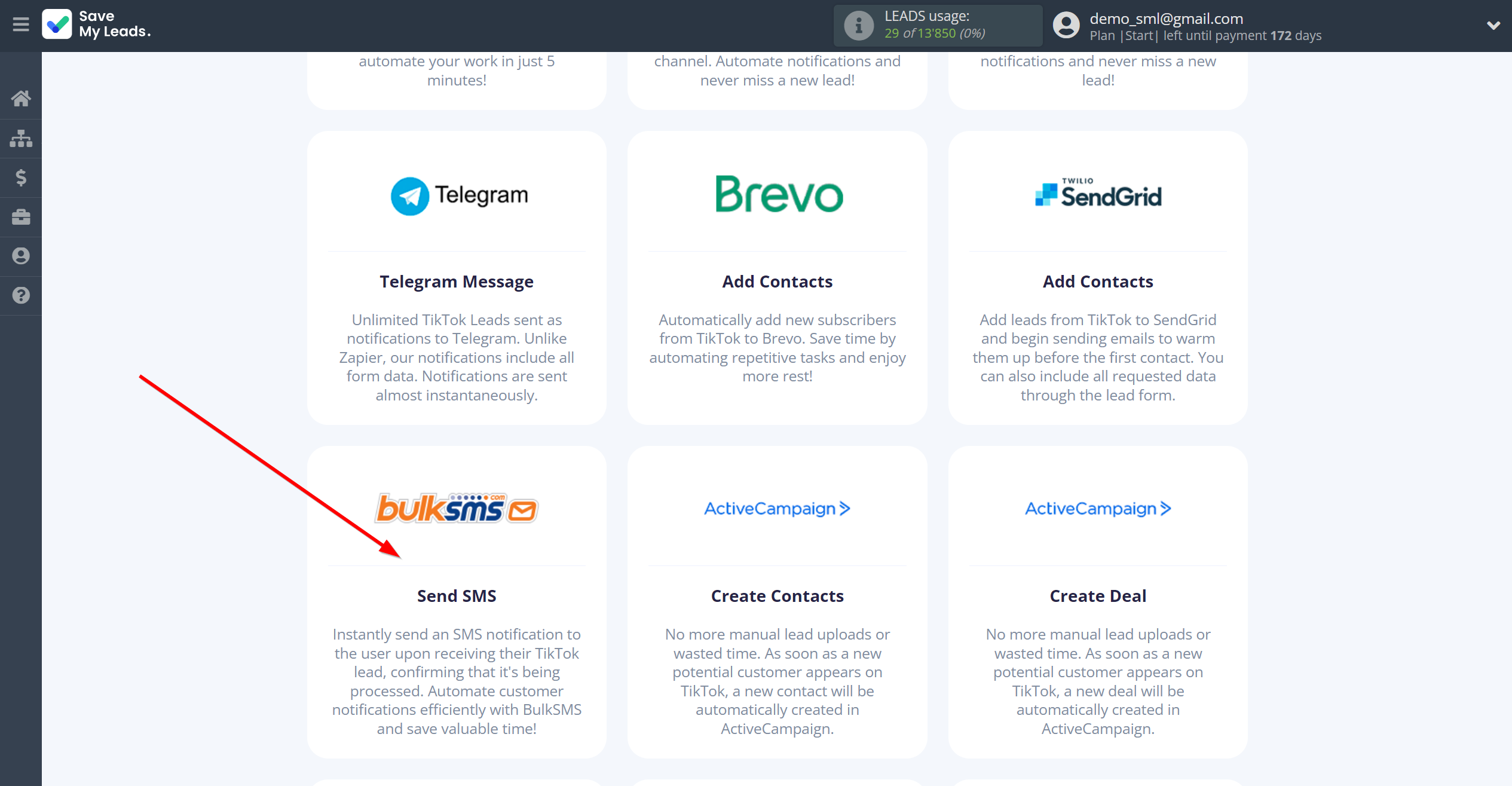 How to Connect TikTok with BulkSMS | Data Destination system selection How to Connect TikTok with BulkSMS | Data Destination system selection