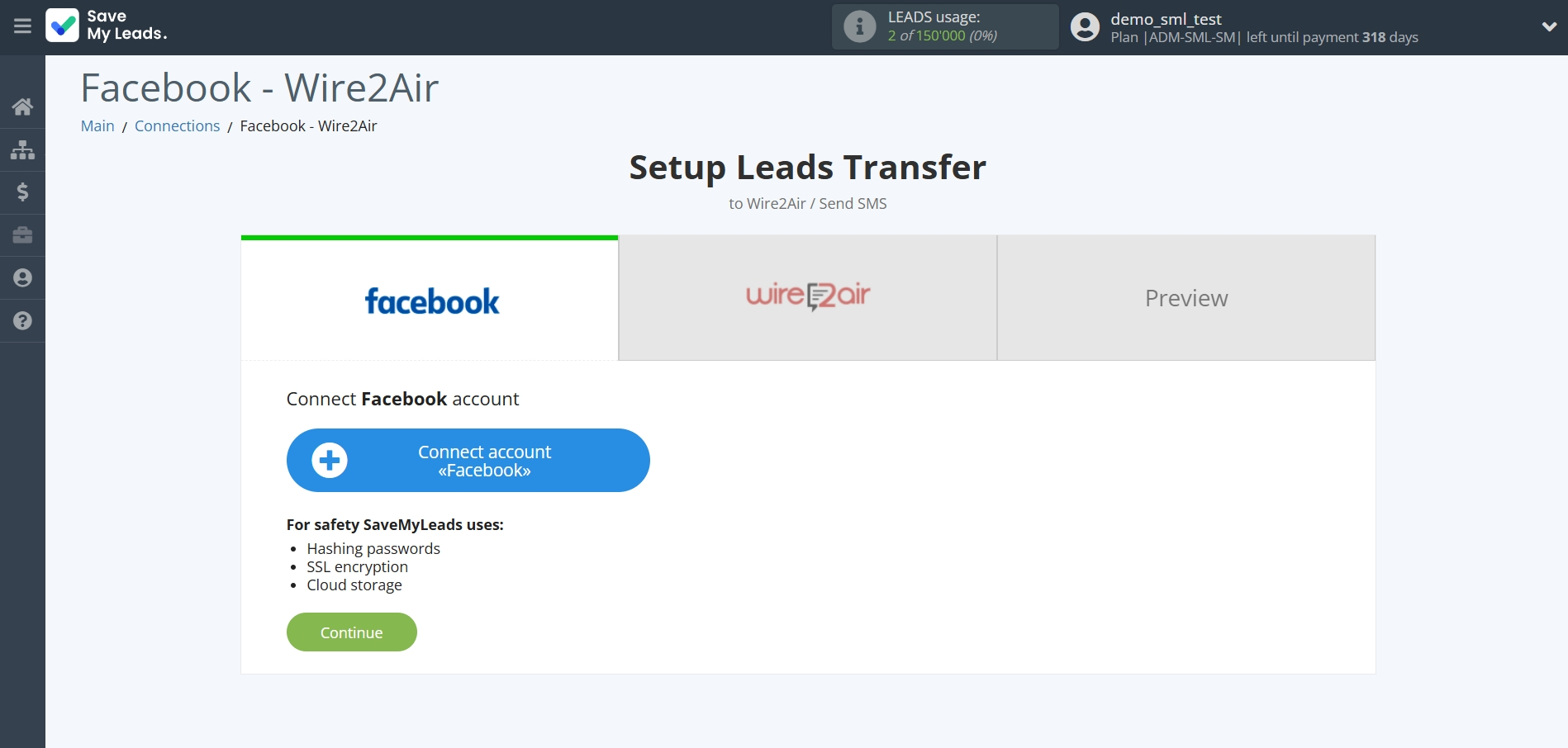 How to Connect Facebook with Wire2Air | Data Source account connection