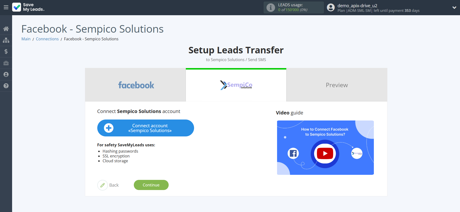 How to Connect Facebook with Sempico Solutions | Data Destination account connection