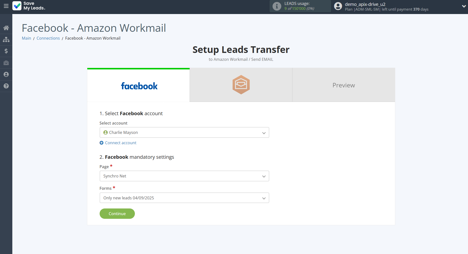 How to Connect Facebook with Amazon Workmail | Data Source account connection