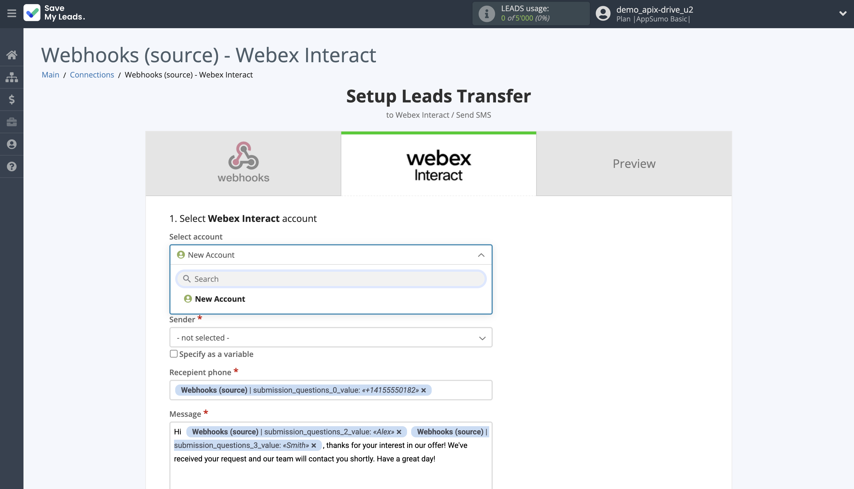 How to Connect Webhooks with Webex Interact | Data Destination account selection How to Connect Webhooks with Webex Interact | Data Destination account selection