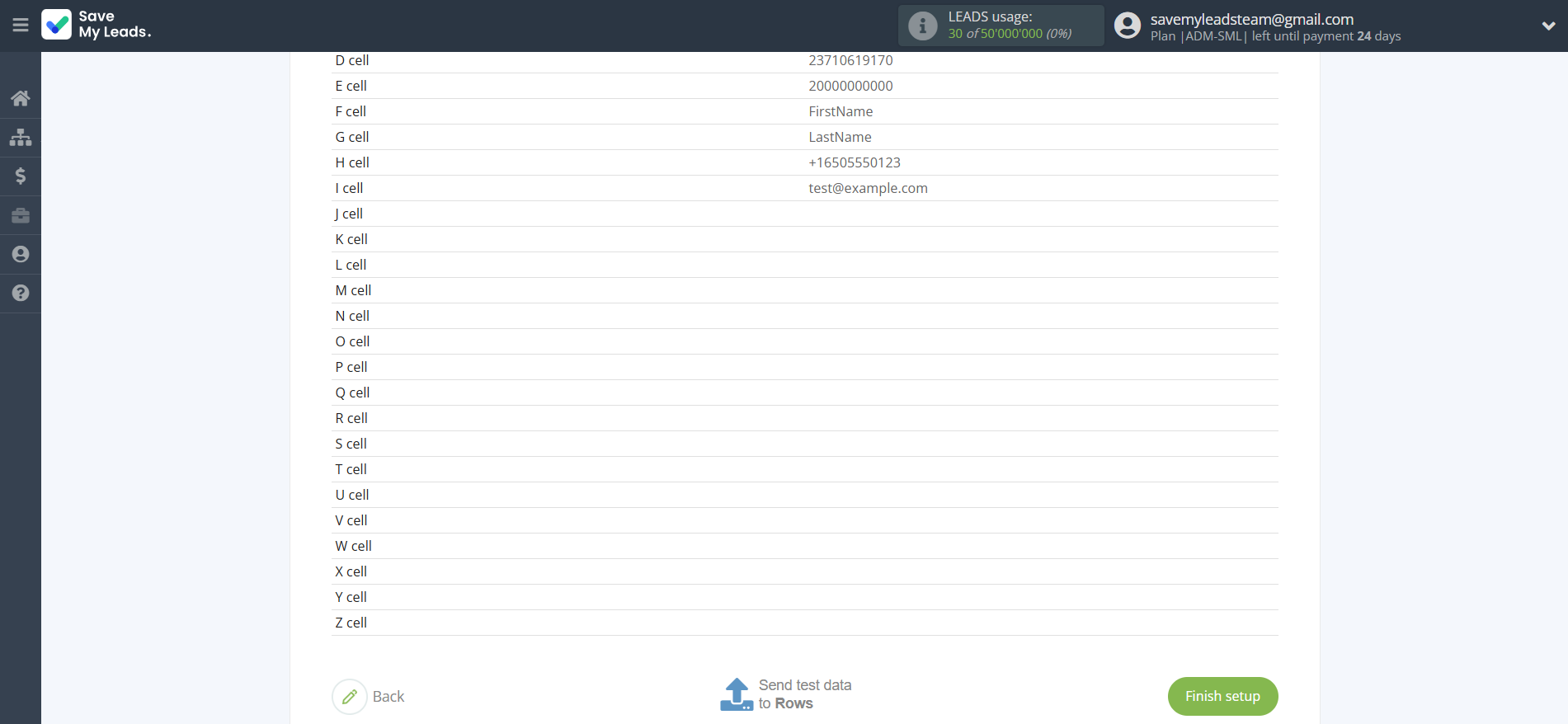How to Connect Google Lead Form with Rows Add Row | Test data