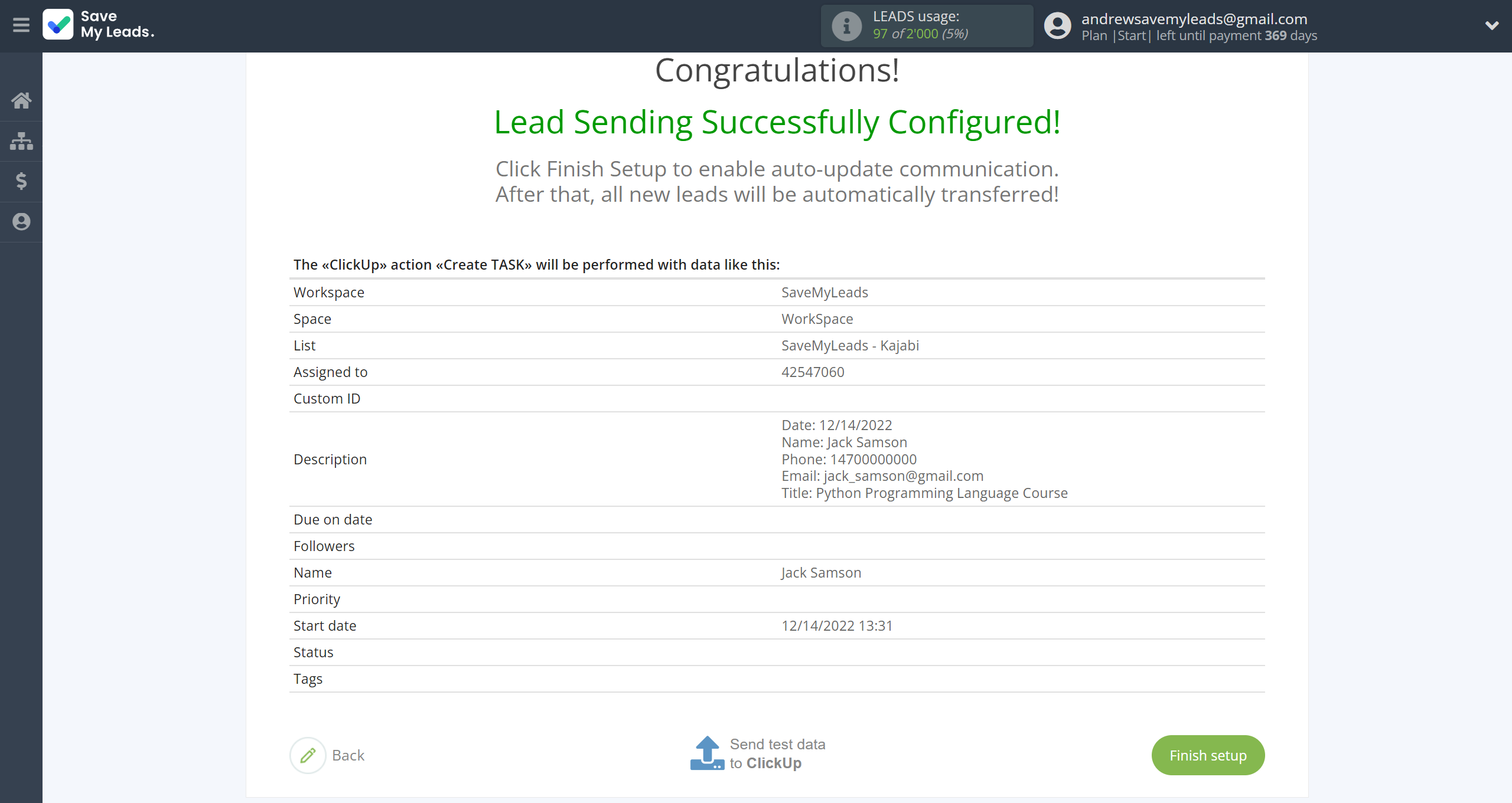 How to Connect Webhooks with ClickUp | Test data How to Connect Webhooks with ClickUp | Test data