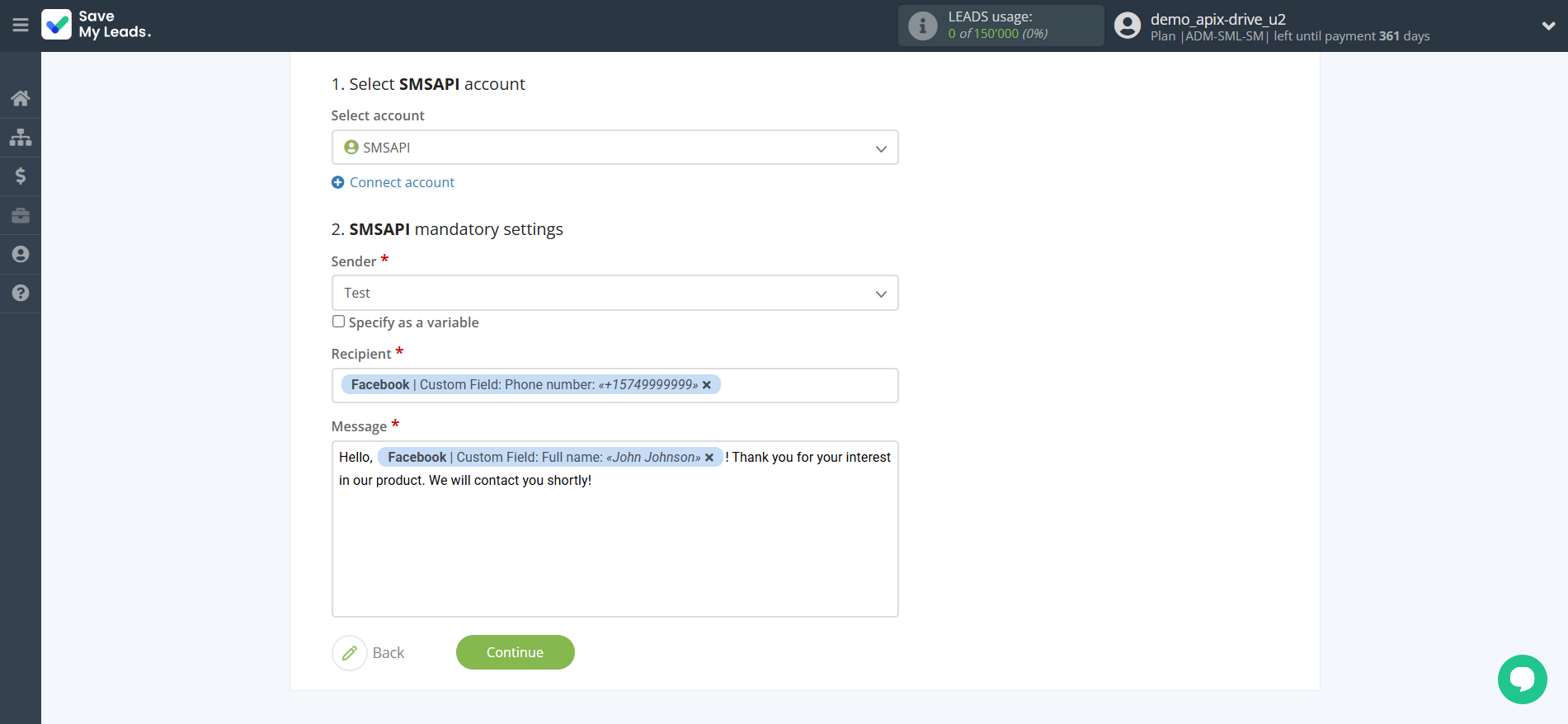 How to Connect Facebook with SMSAPI | Assigning fields How to Connect Facebook with SMSAPI | Assigning fields