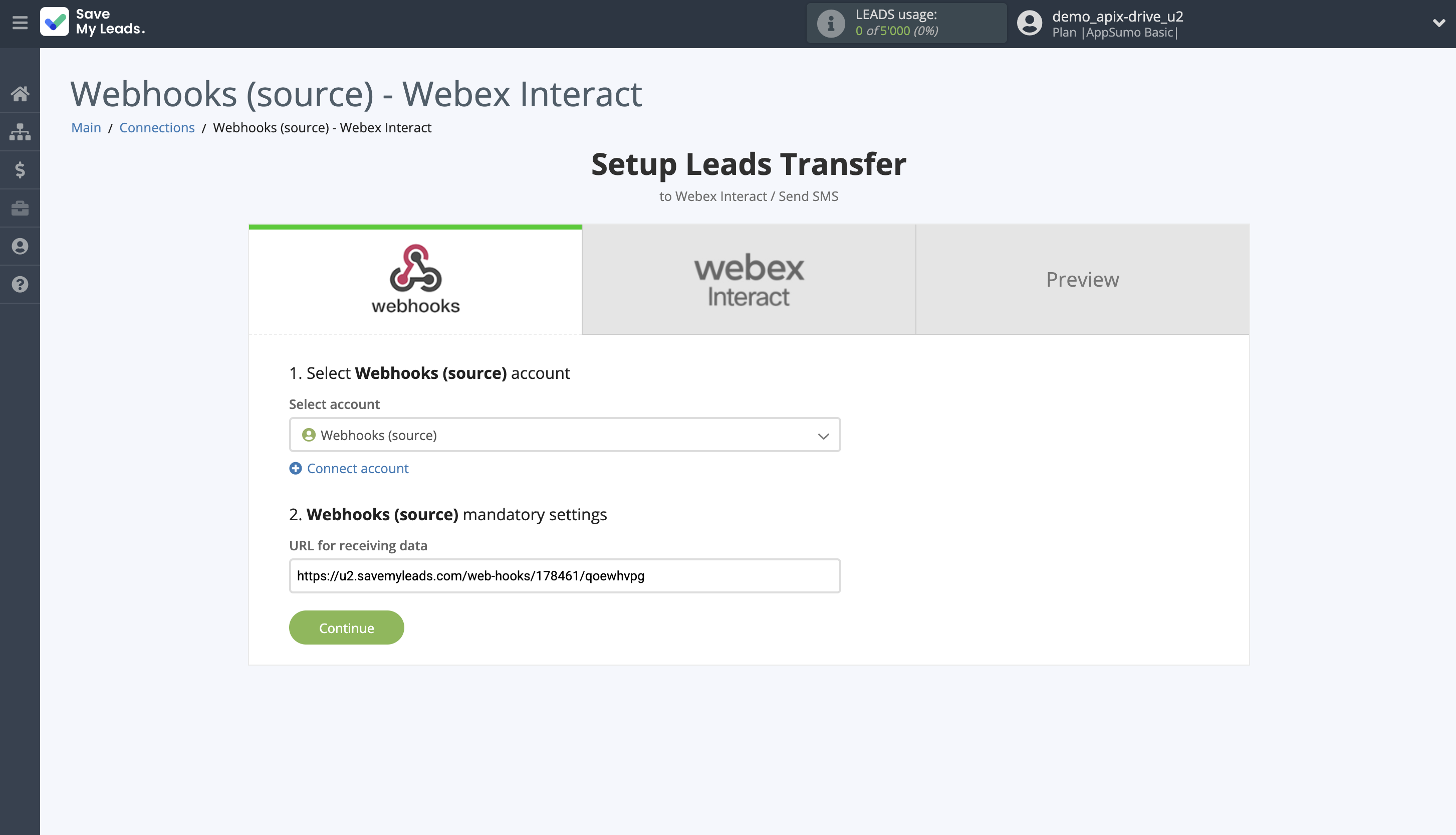 How to Connect Webhooks with Webex Interact | Data Source account selection How to Connect Webhooks with Webex Interact | Data Source account selection