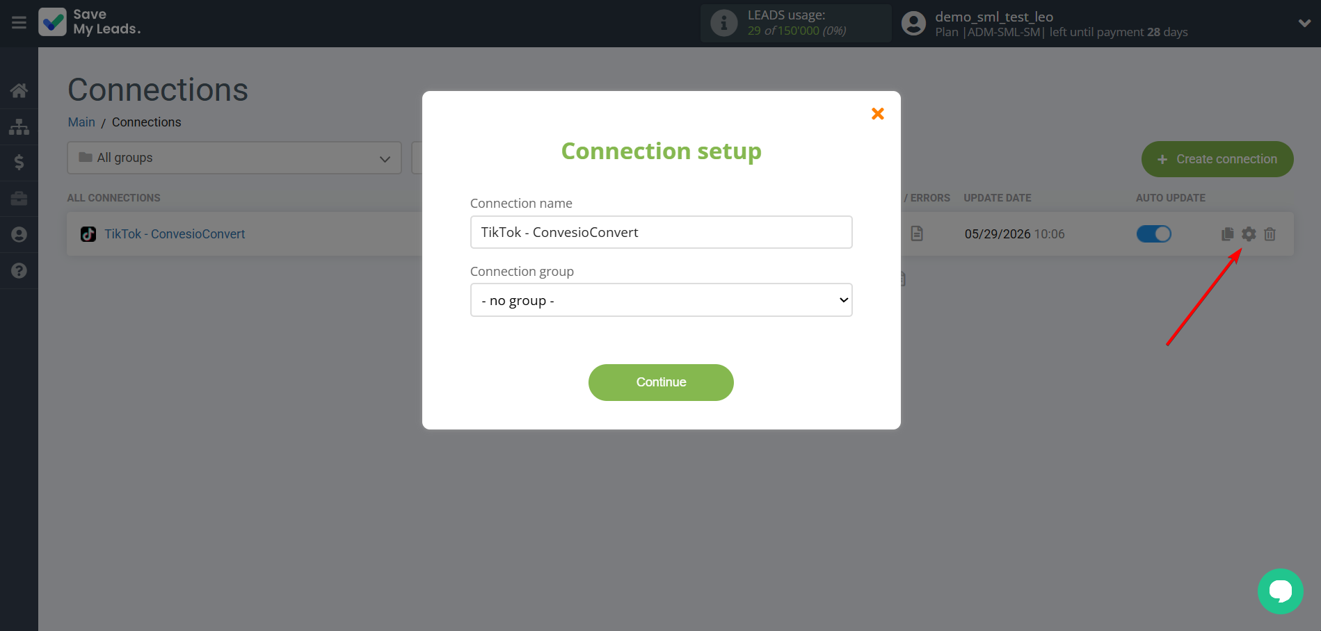 How to Connect TikTok with ConvesioConvert | Name and group connection