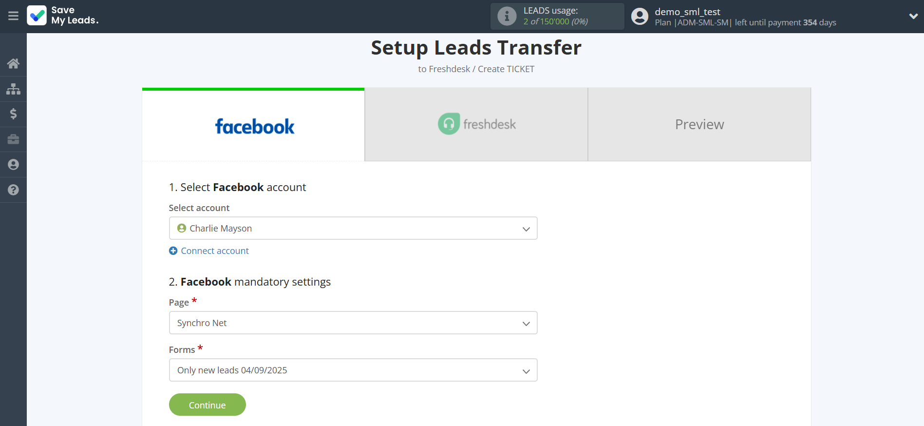 How to Connect Facebook with Freshdesk Create Ticket | Data Source account connection
