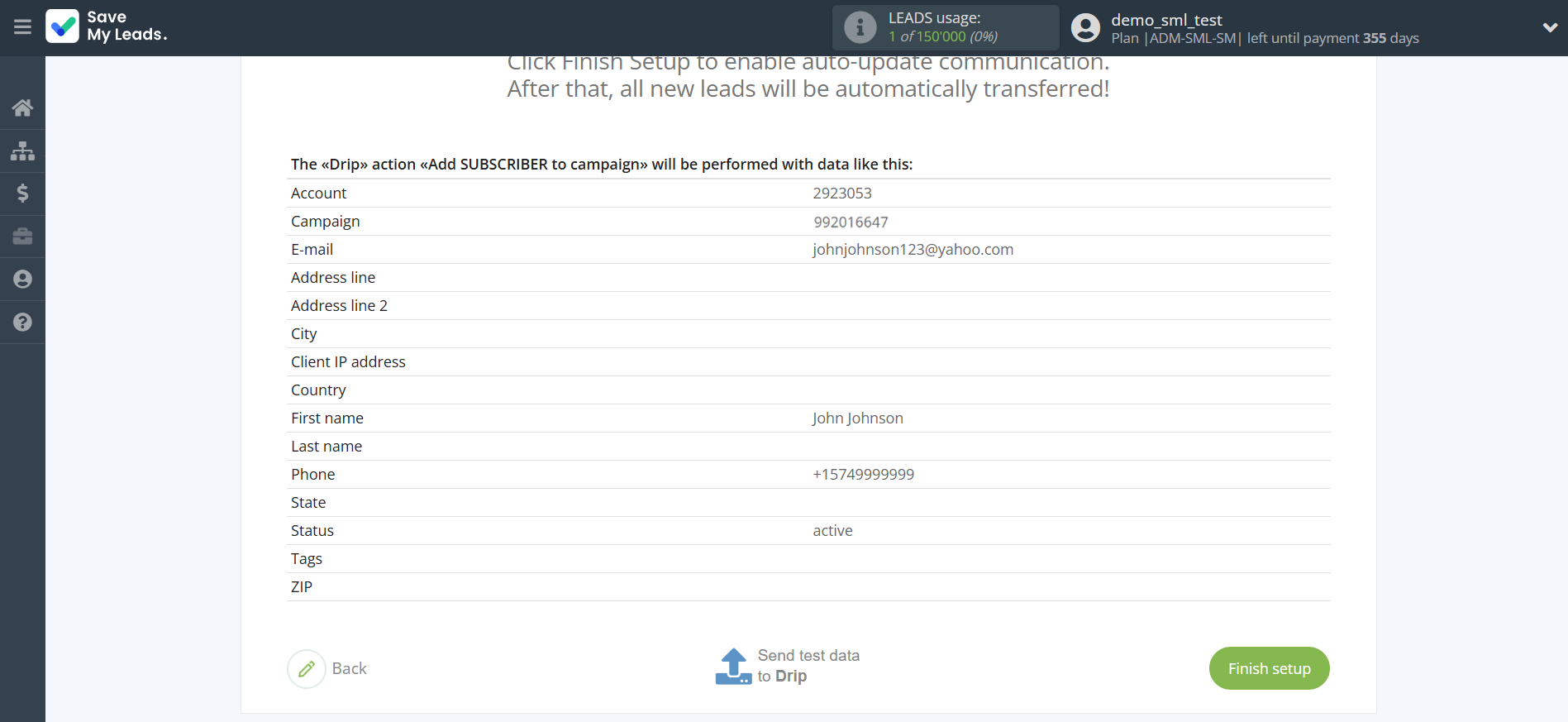 How to Connect Facebook with Drip Add Subscribers to campaign | Test data
