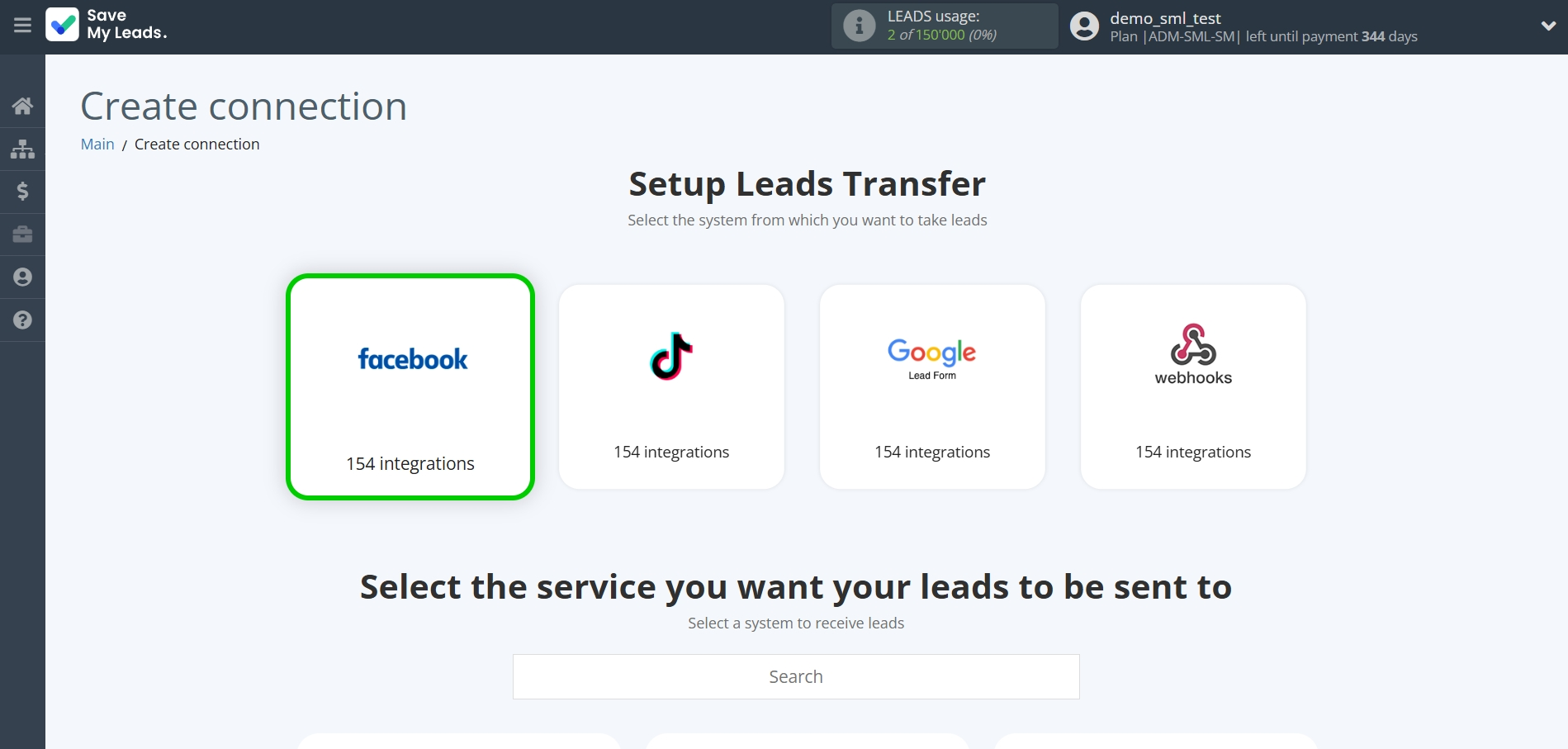 How to Connect Facebook with PostgreSQL | Data Source system selection