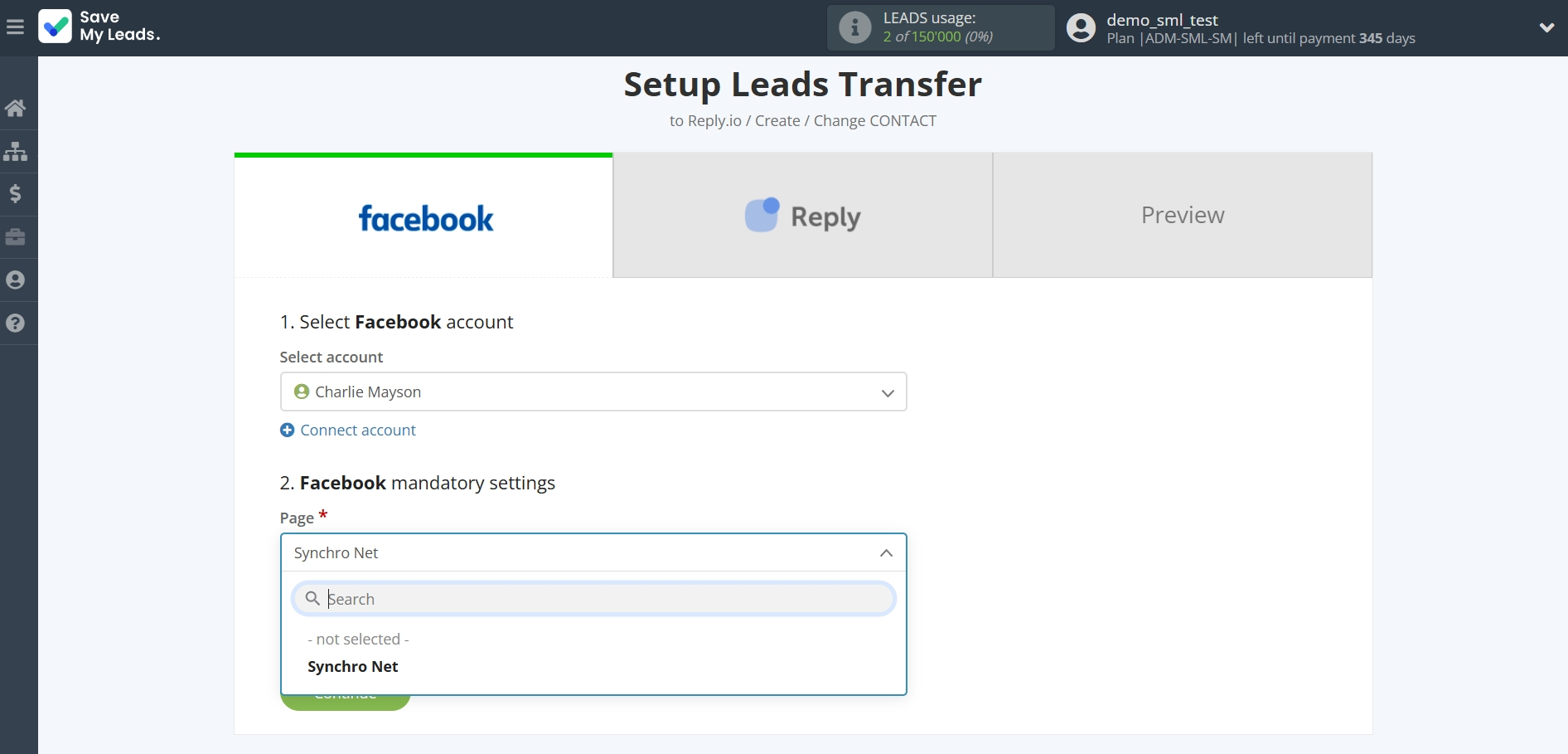 How to Connect Facebook  with Reply.io | Data Source account connection