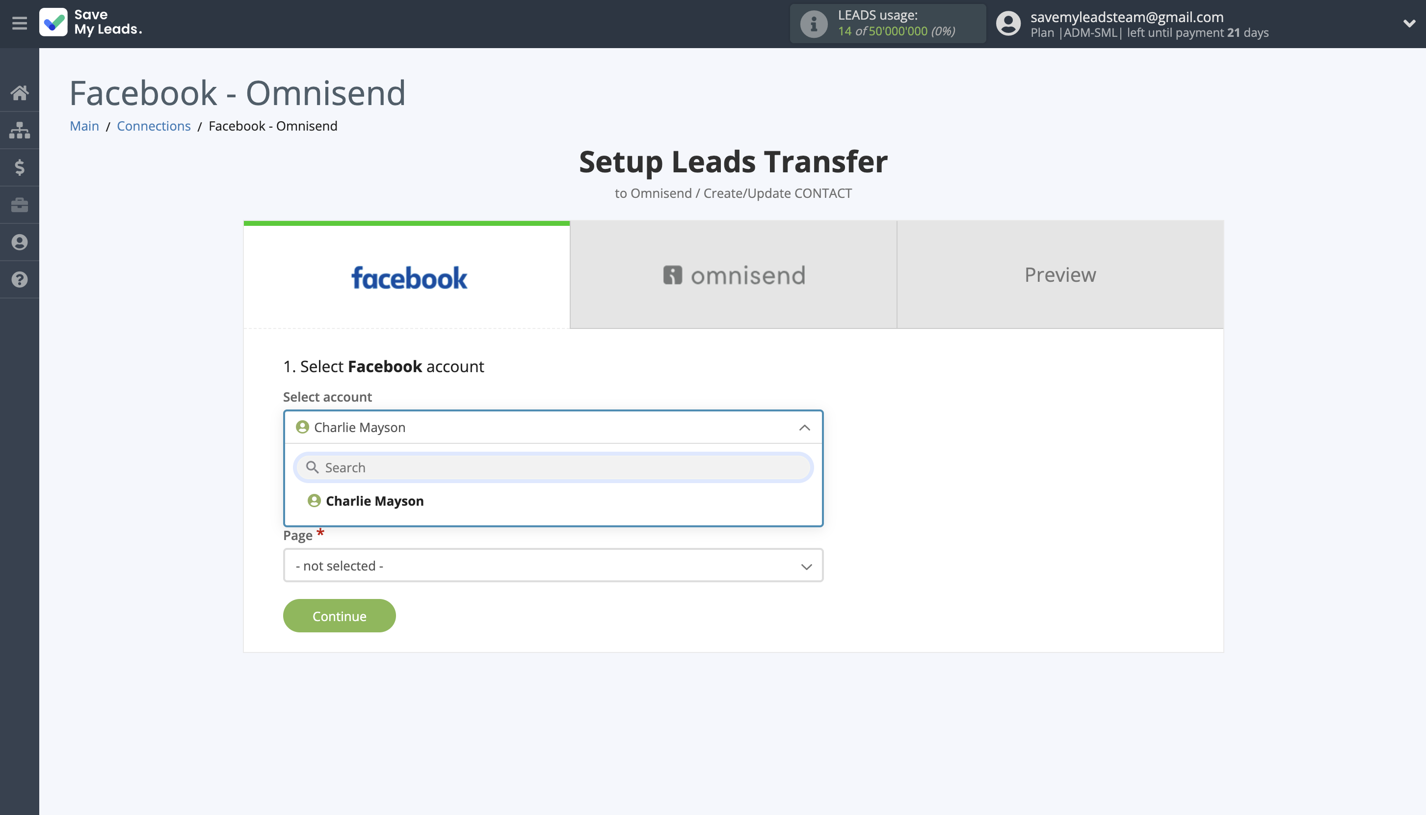 How to Connect Facebook with Omnisend Create Contact | Data Source account connection