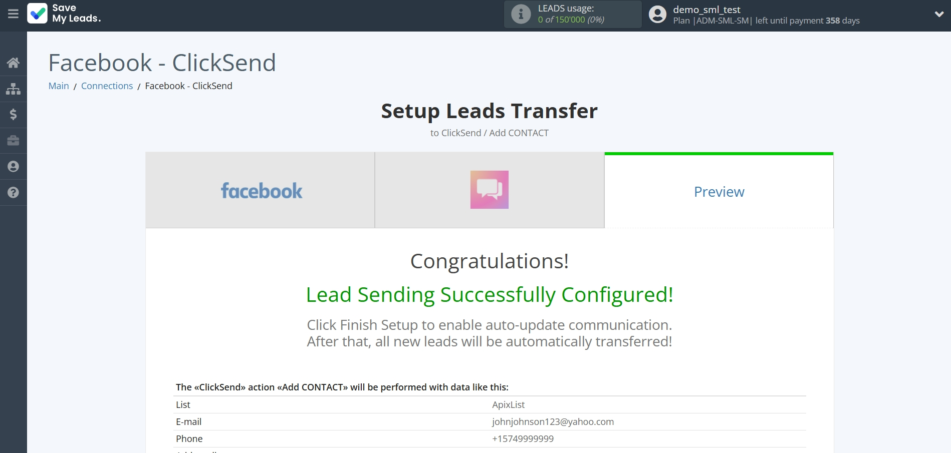 How to Connect Facebook with ClickSend Add Contacts | Test data How to Connect Facebook with ClickSend Add Contacts | Test data