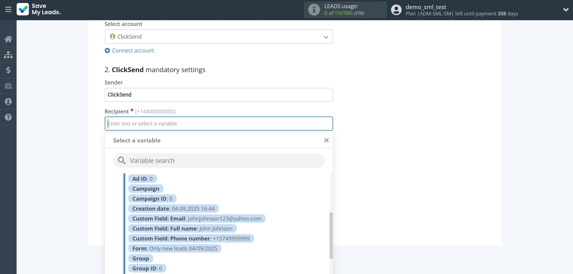 How to Connect Facebook with ClickSend Send SMS | Assigning fields How to Connect Facebook with ClickSend Send SMS | Assigning fields