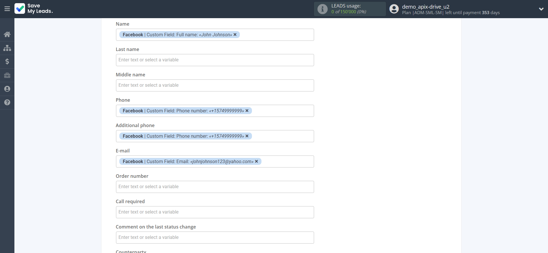How to Connect Facebook with Simla Create Order | Assigning fields How to Connect Facebook with Simla Create Order | Assigning fields