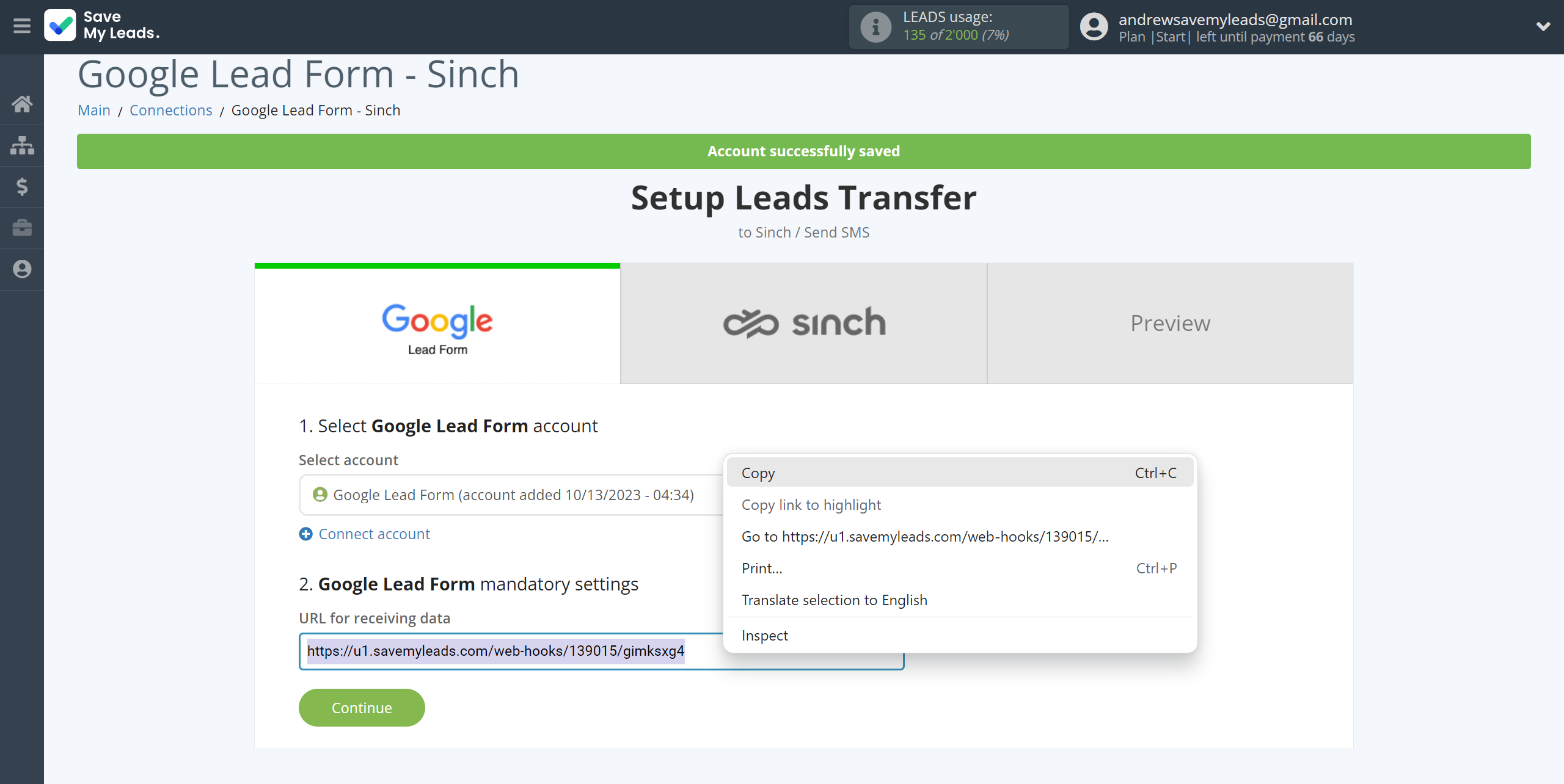 How to Connect Google Lead Form with Sinch | Data Source account connection How to Connect Google Lead Form with Sinch | Data Source account connection