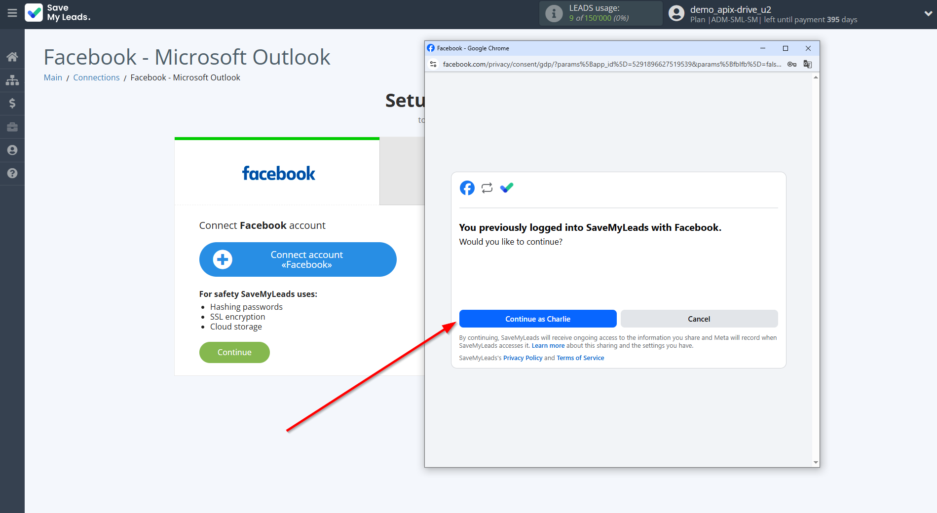 How to Connect Facebook with Microsoft Outlook | Data Source account connection