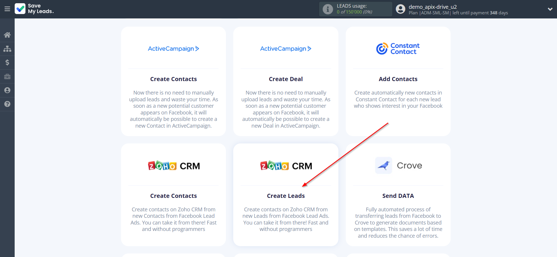 How to Connect Facebook with Zoho CRM Create Leads | Data Destination system selection How to Connect Facebook with Zoho CRM Create Leads | Data Destination system selection