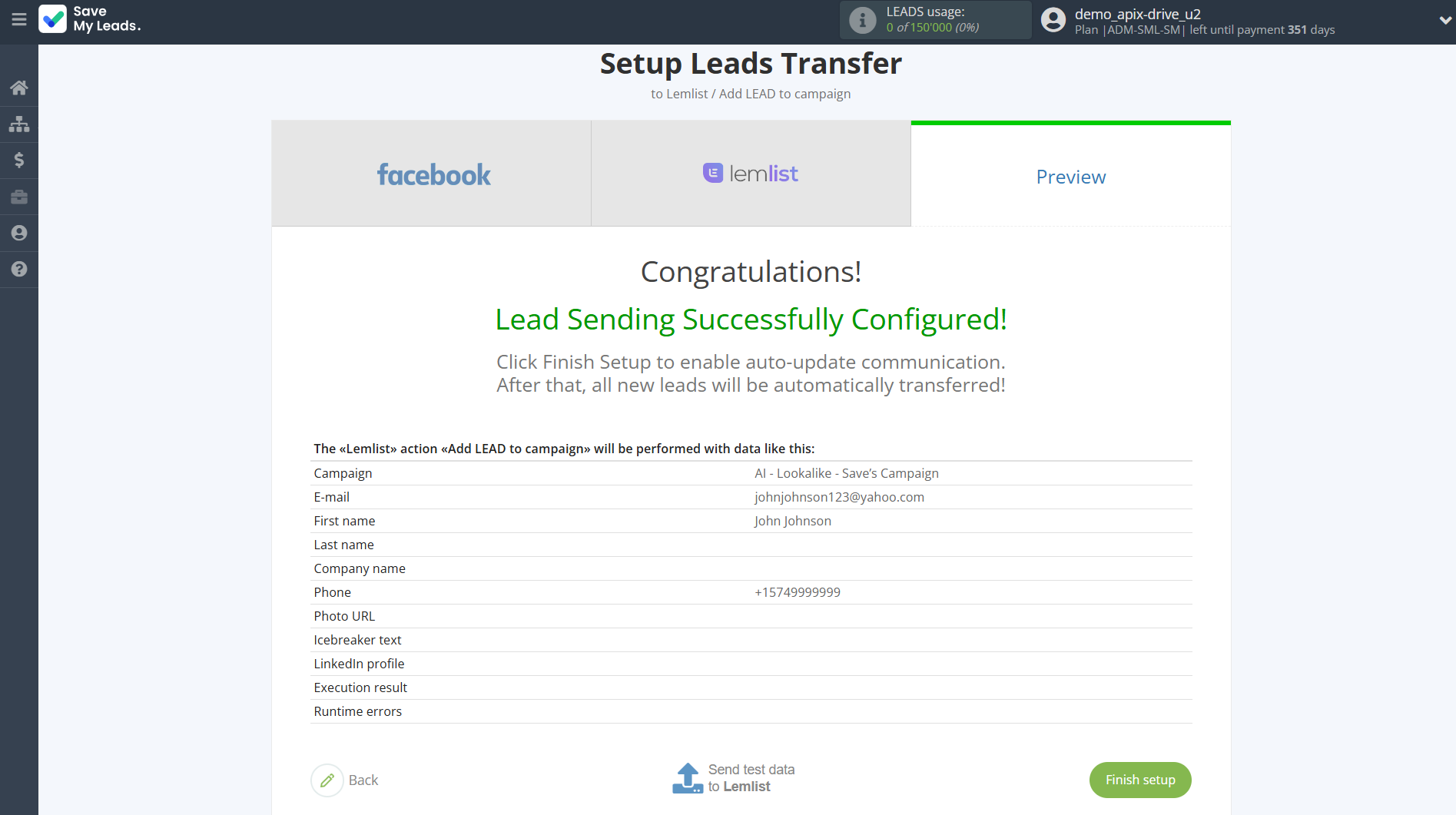How to Connect Facebook with Lemlist | Test data How to Connect Facebook with Lemlist | Test data