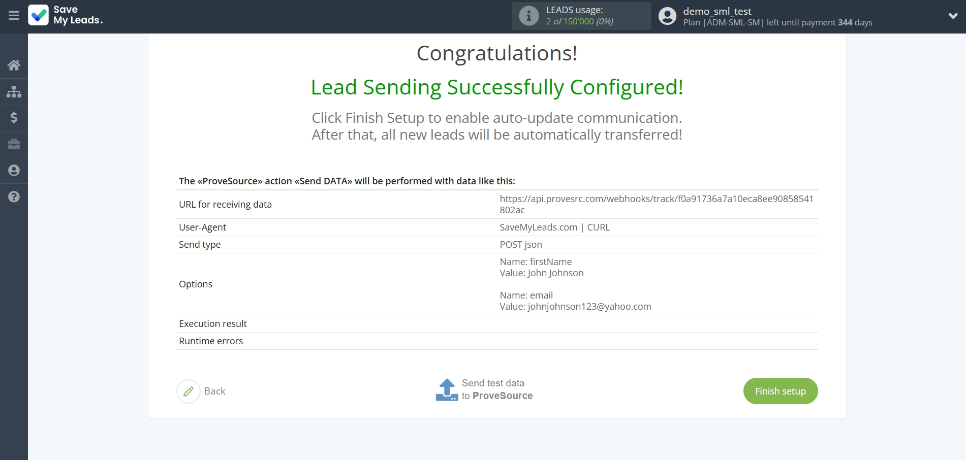 How to Connect Facebook with ProveSource | Test data