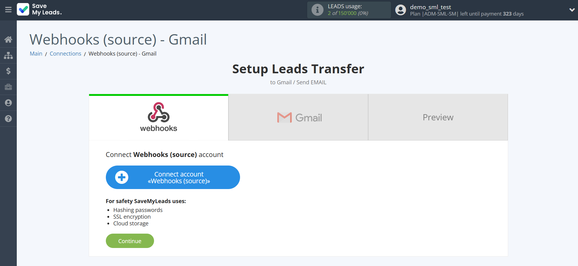 How to Connect Webhooks with Gmail | Data Source account connection