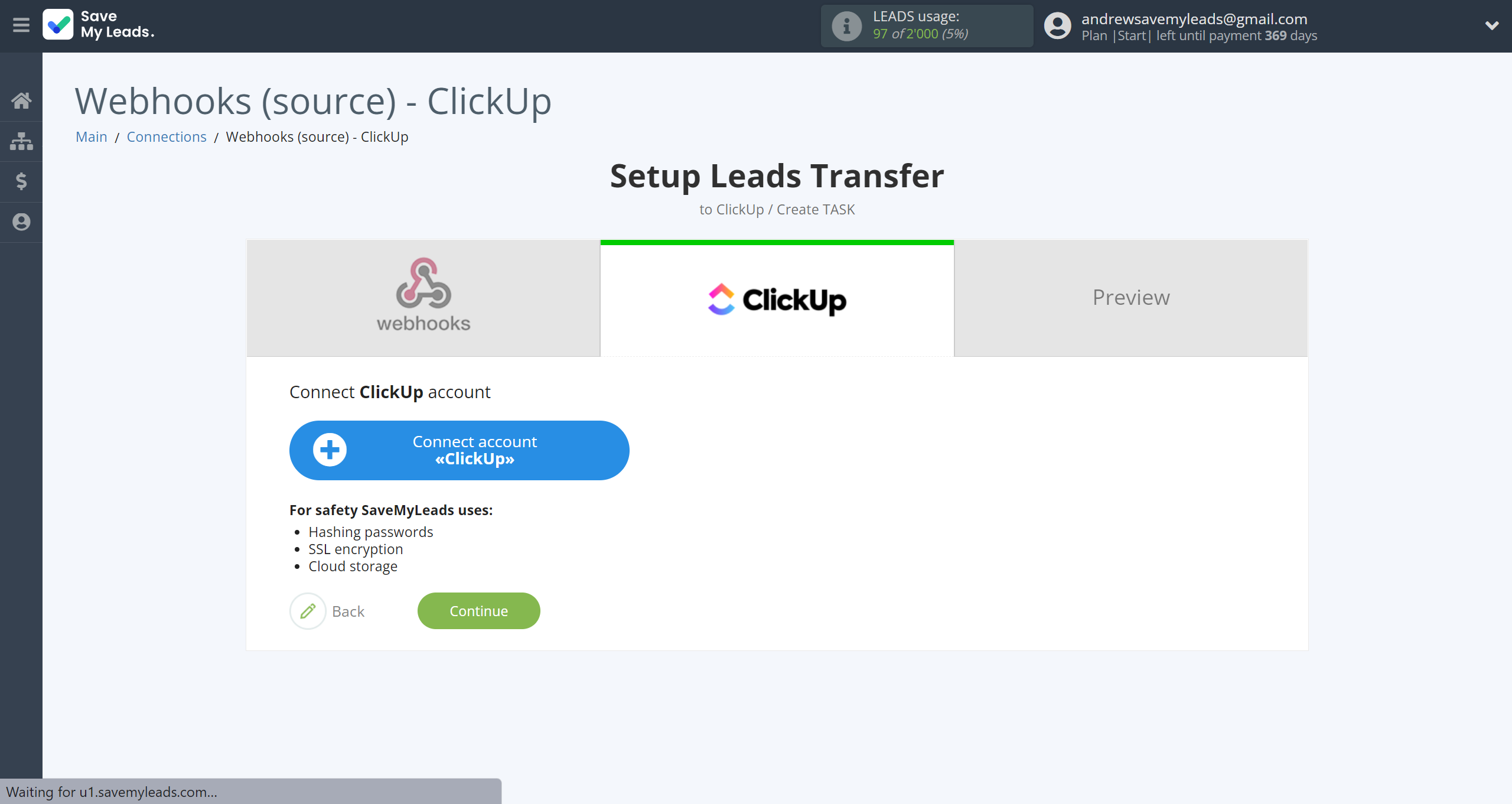 How to Connect Webhooks with ClickUp | Data Destination account connection How to Connect Webhooks with ClickUp | Data Destination account connection