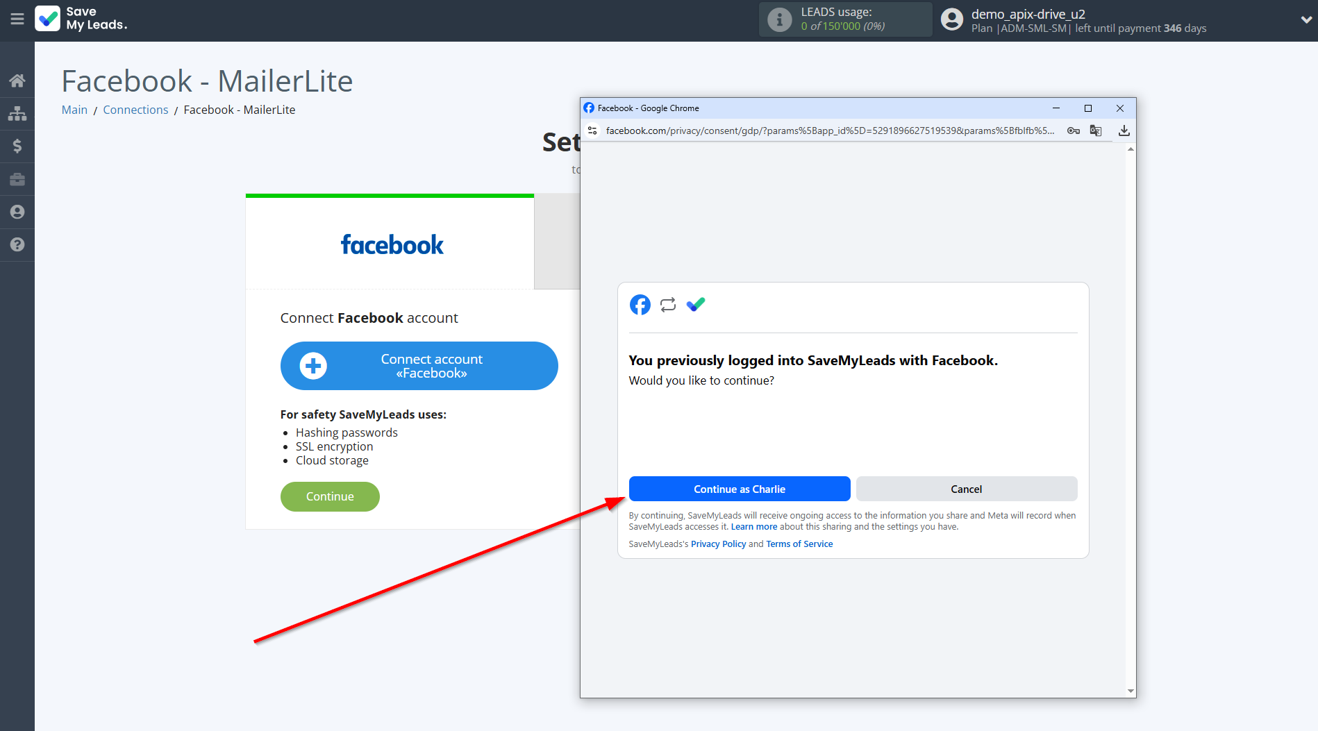 How to Connect Facebook with MailerLite | Data Source account