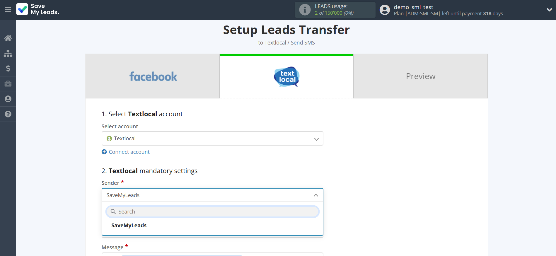 How to Connect Facebook with Textlocal | Assigning fields