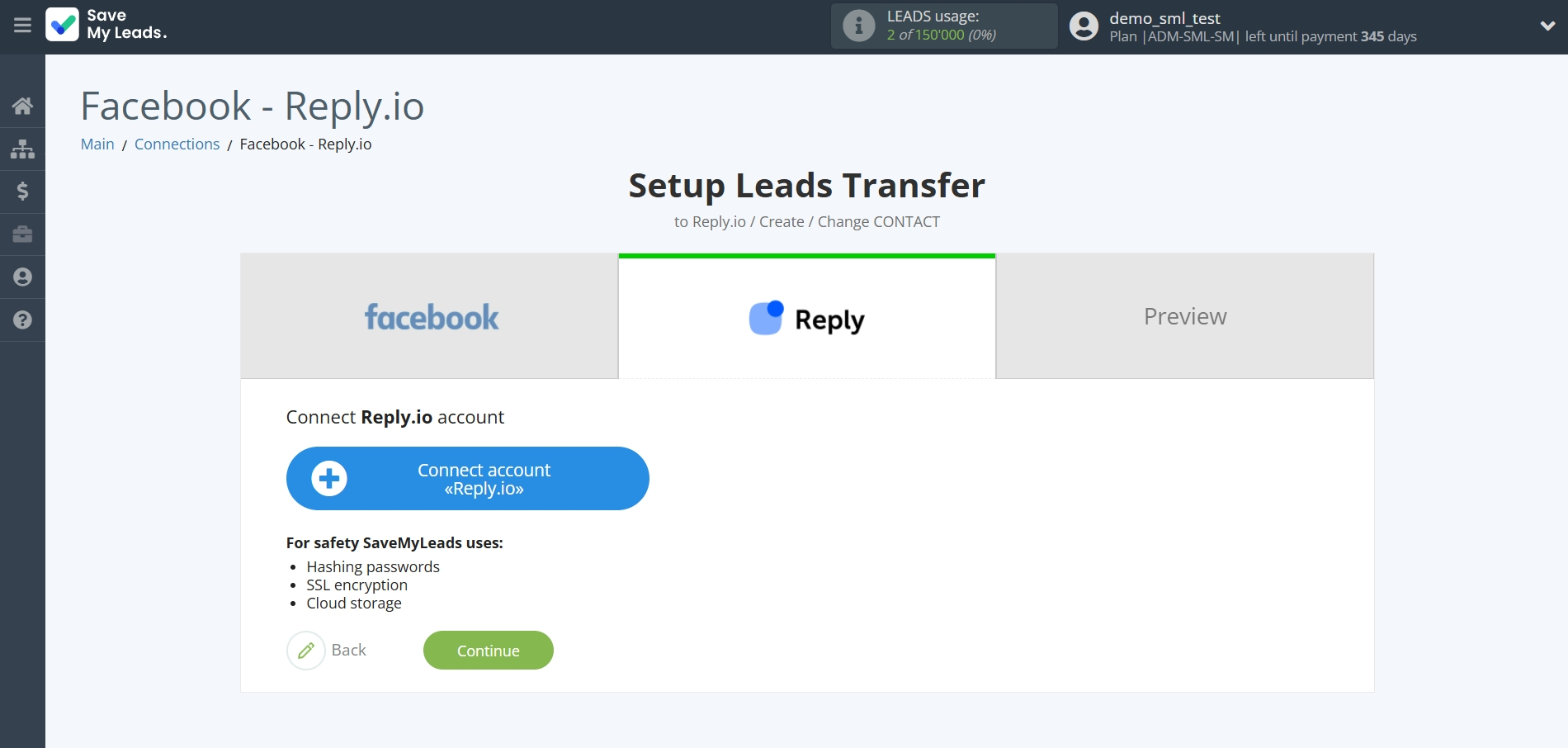 How to Connect Facebook with Reply.io | Data Destination account connection