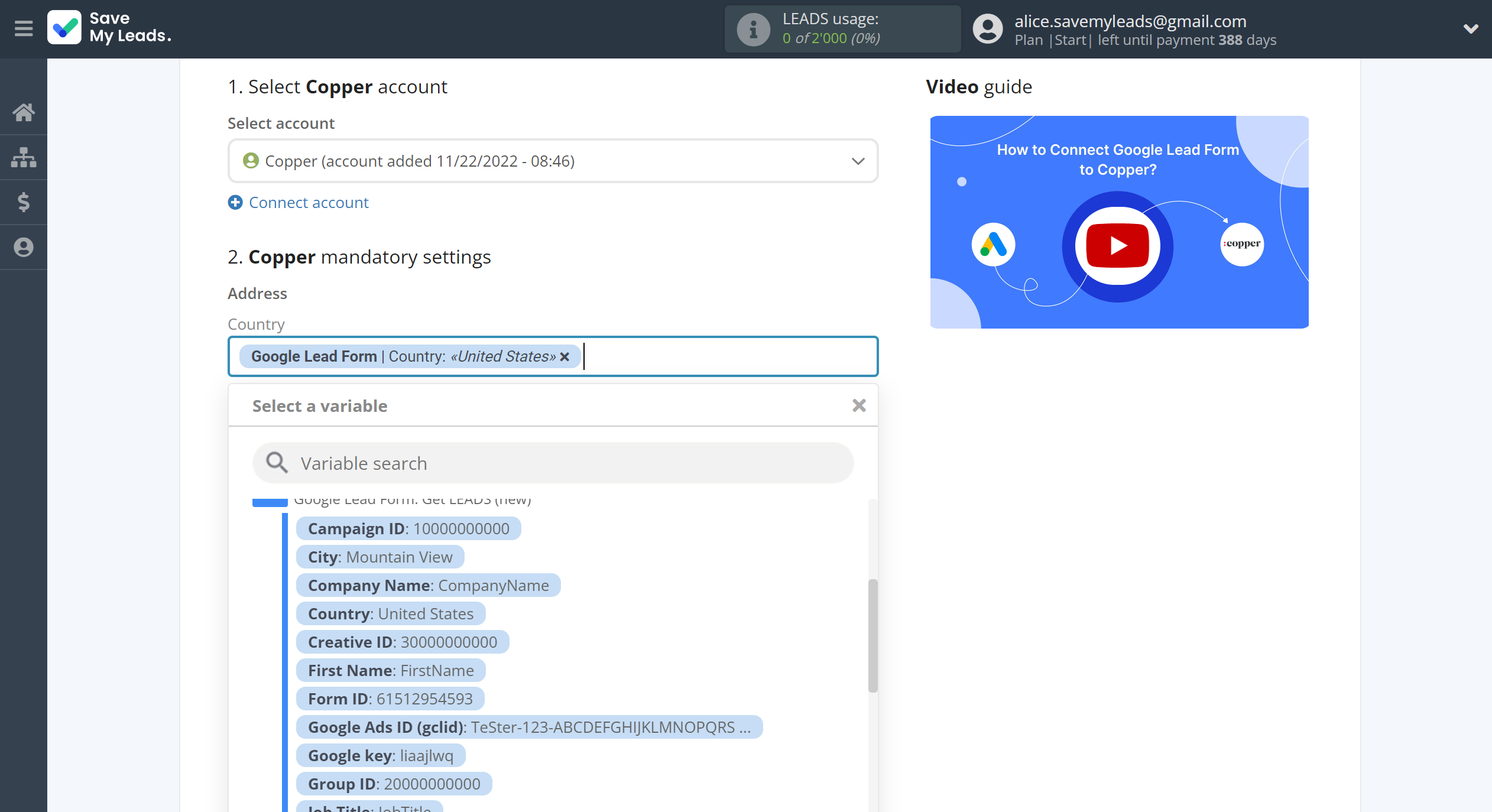 How to Connect Google Lead Form with Copper Create Lead | Assigning fields How to Connect Google Lead Form with Copper Create Lead | Assigning fields
