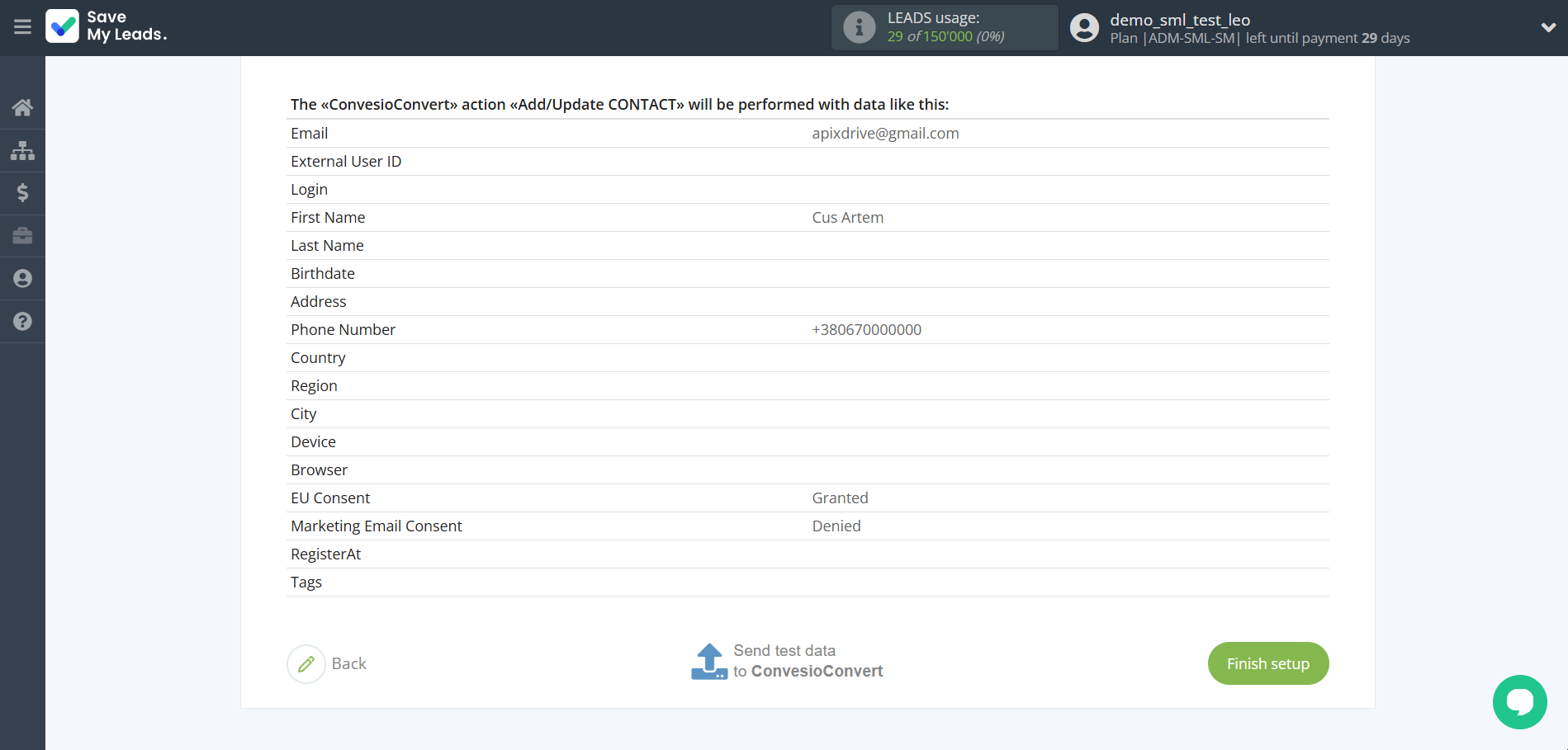 How to Connect Facebook with ConvesioConvert | Test data