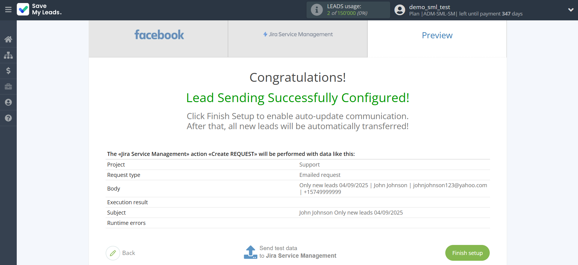 How to Connect Facebook with Jira Service Management | Test data How to Connect Facebook with Jira Service Management | Test data
