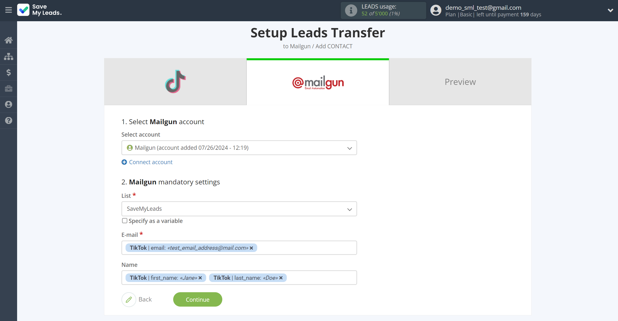 How to Connect TikTok with Mailgun | Assigning fields How to Connect TikTok with Mailgun | Assigning fields