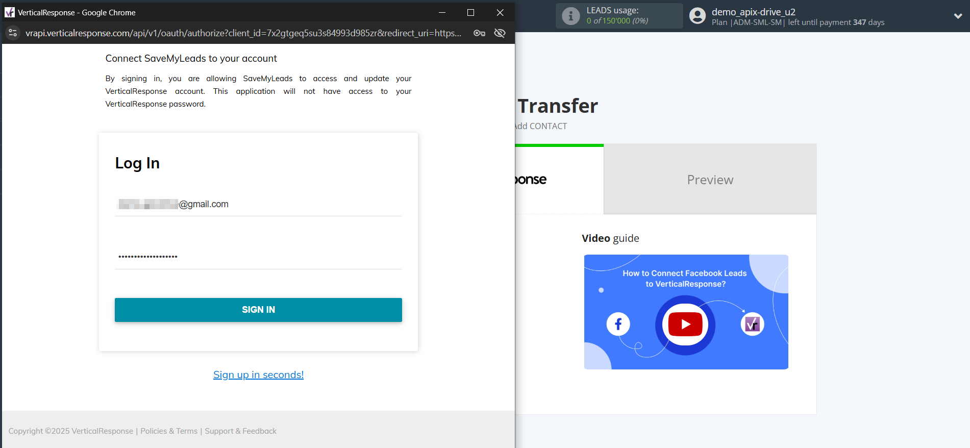 How to Connect Facebook with VerticalResponse | Data Destination account connection How to Connect Facebook with VerticalResponse | Data Destination account connection