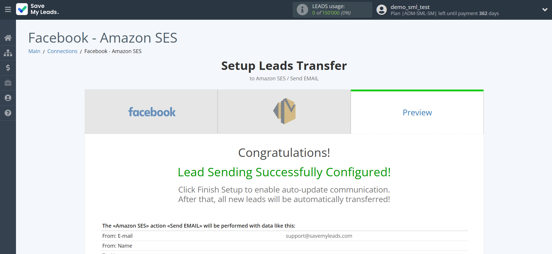 How to Connect Facebook with Amazon SES | Test data How to Connect Facebook with Amazon SES | Test data