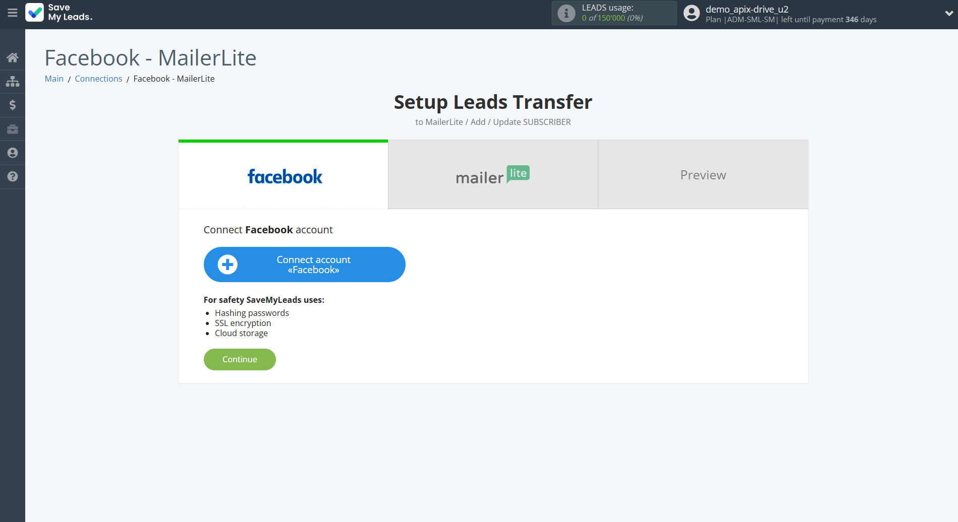How to Connect Facebook with MailerLite | Data Source account