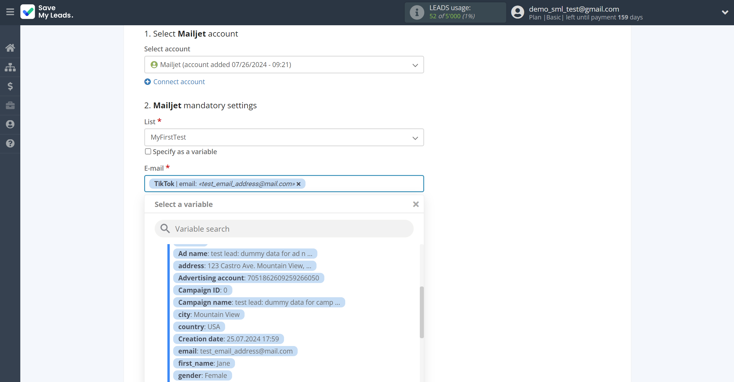 How to Connect TikTok with Mailjet | Assigning fields How to Connect TikTok with Mailjet | Assigning fields