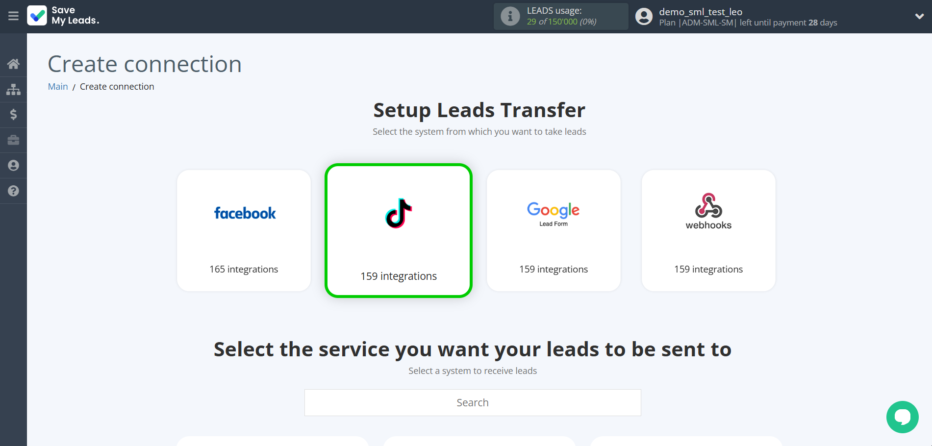 How to Connect TikTok with ConvesioConvert | Data Source system selection