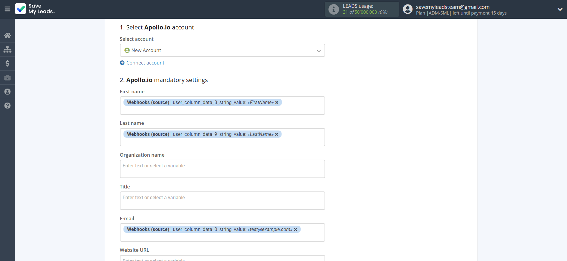 How to Connect Webhooks with Apollo.io Create Contacts | Assigning fields