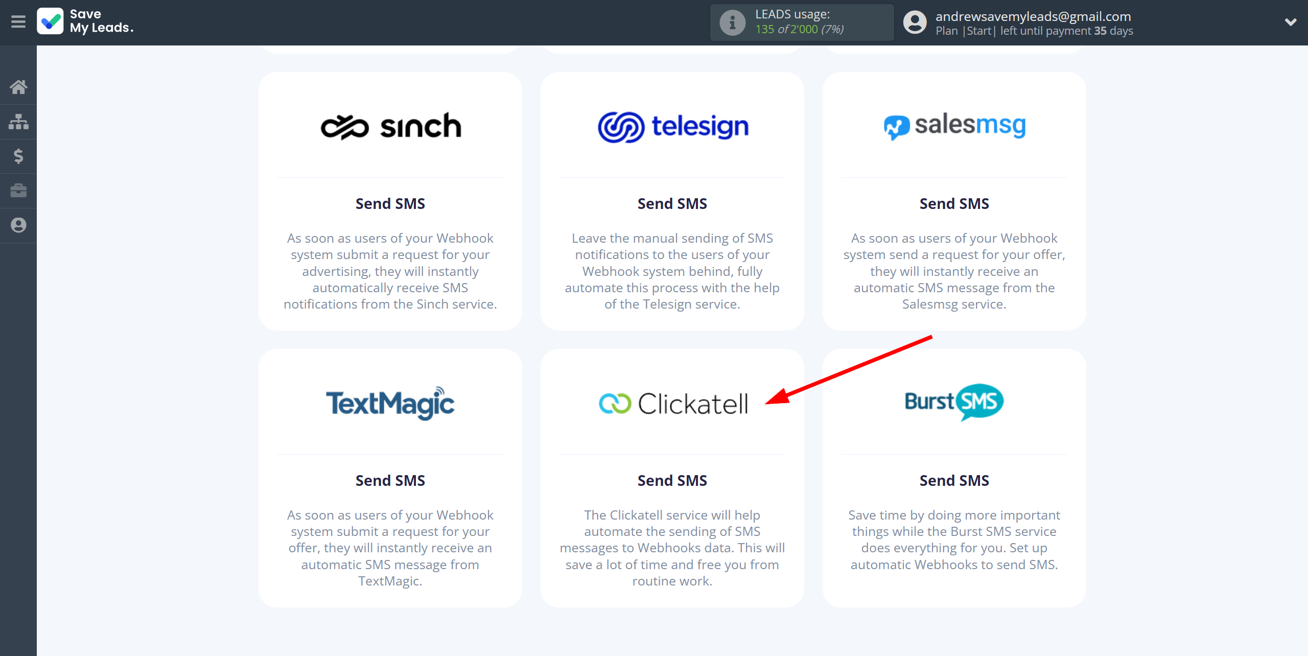 How to Connect Webhooks with Clickatell | Data Destination system selection How to Connect Webhooks with Clickatell | Data Destination system selection